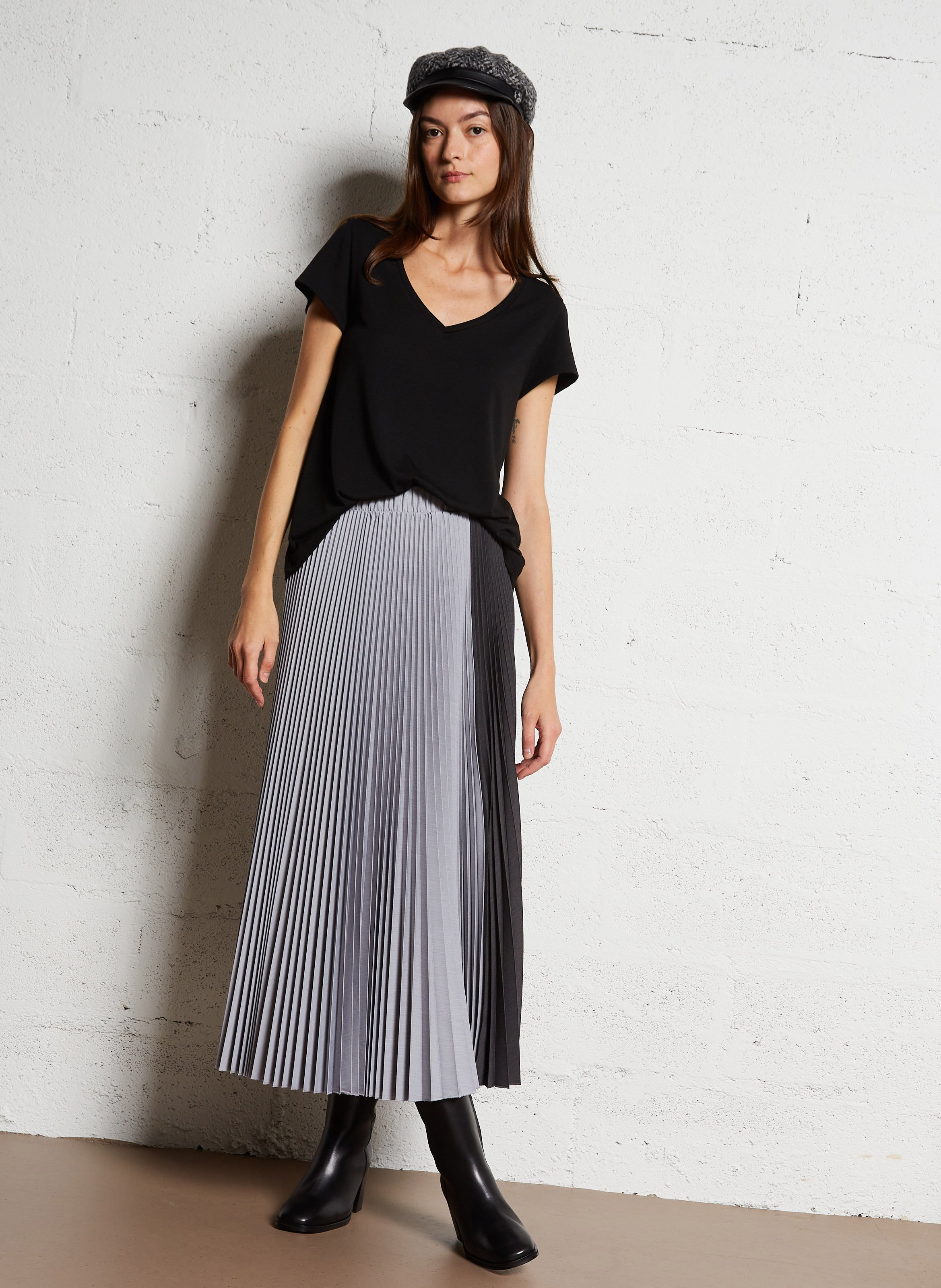 Jupe longue plissée IMPERIAL Argent