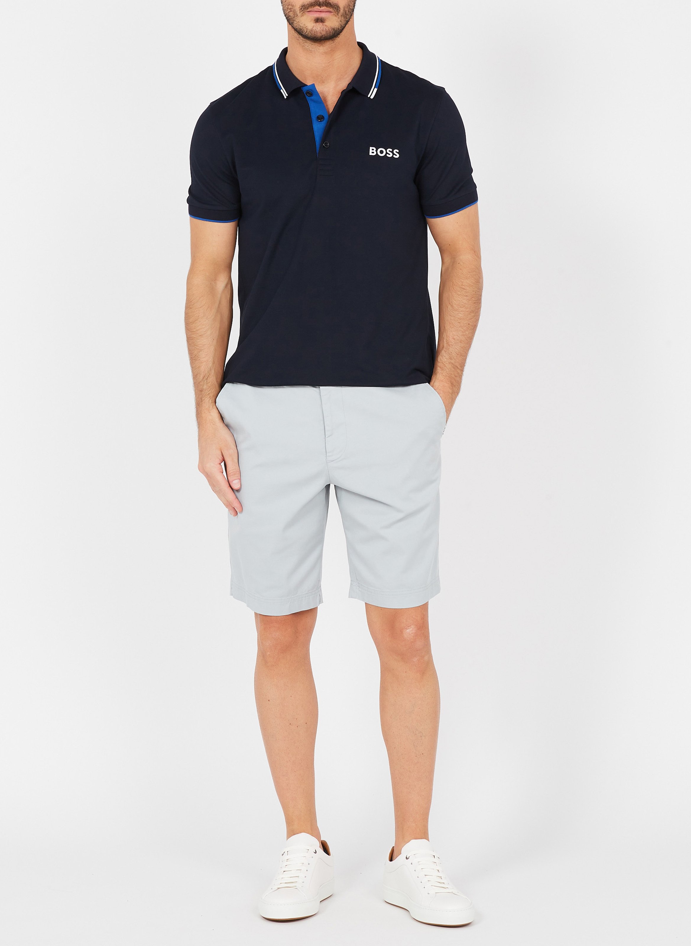 Cotton-blend polo shirt BOSS Blue