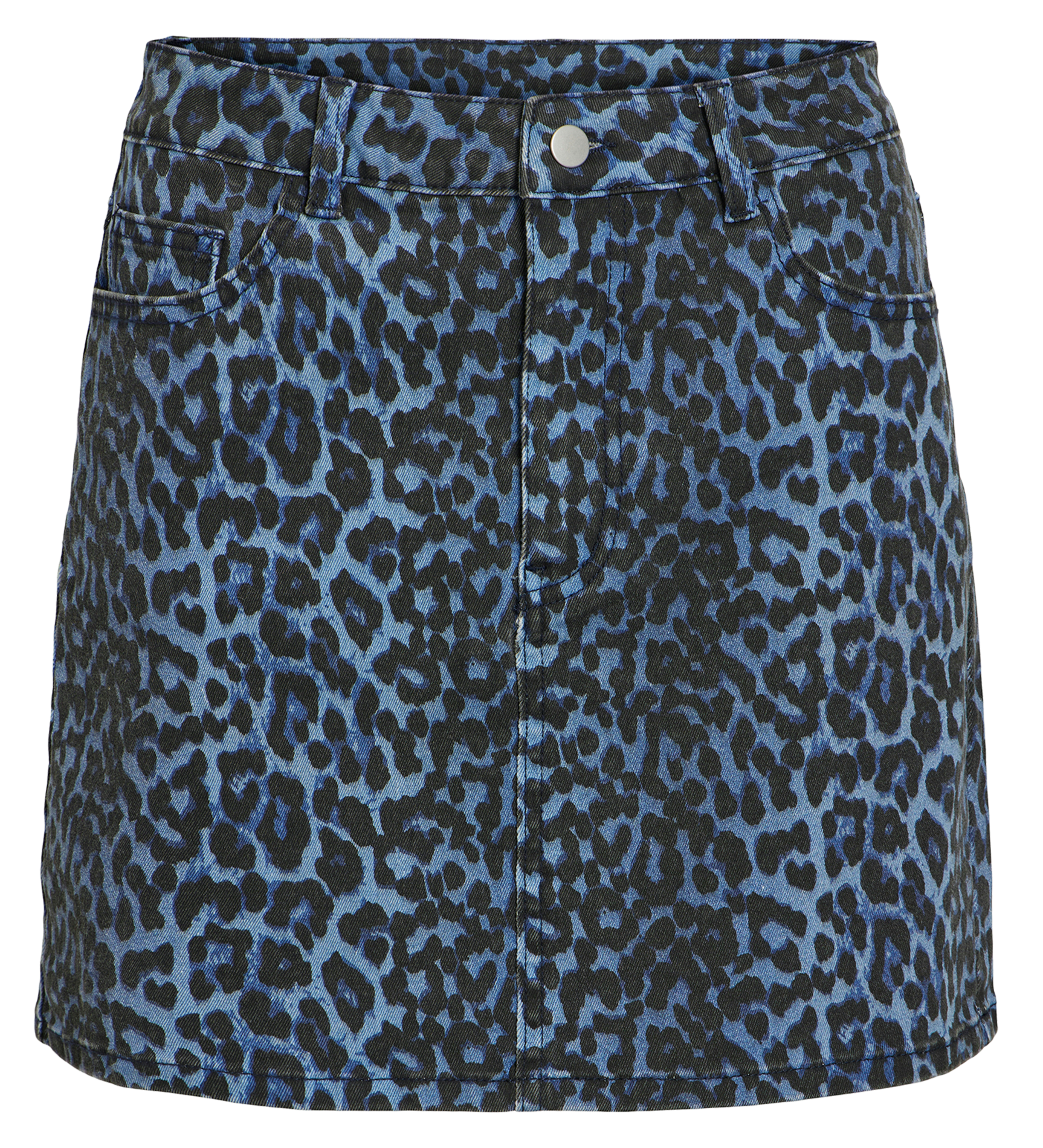 Jupe courte en denim de coton VILA Bleu