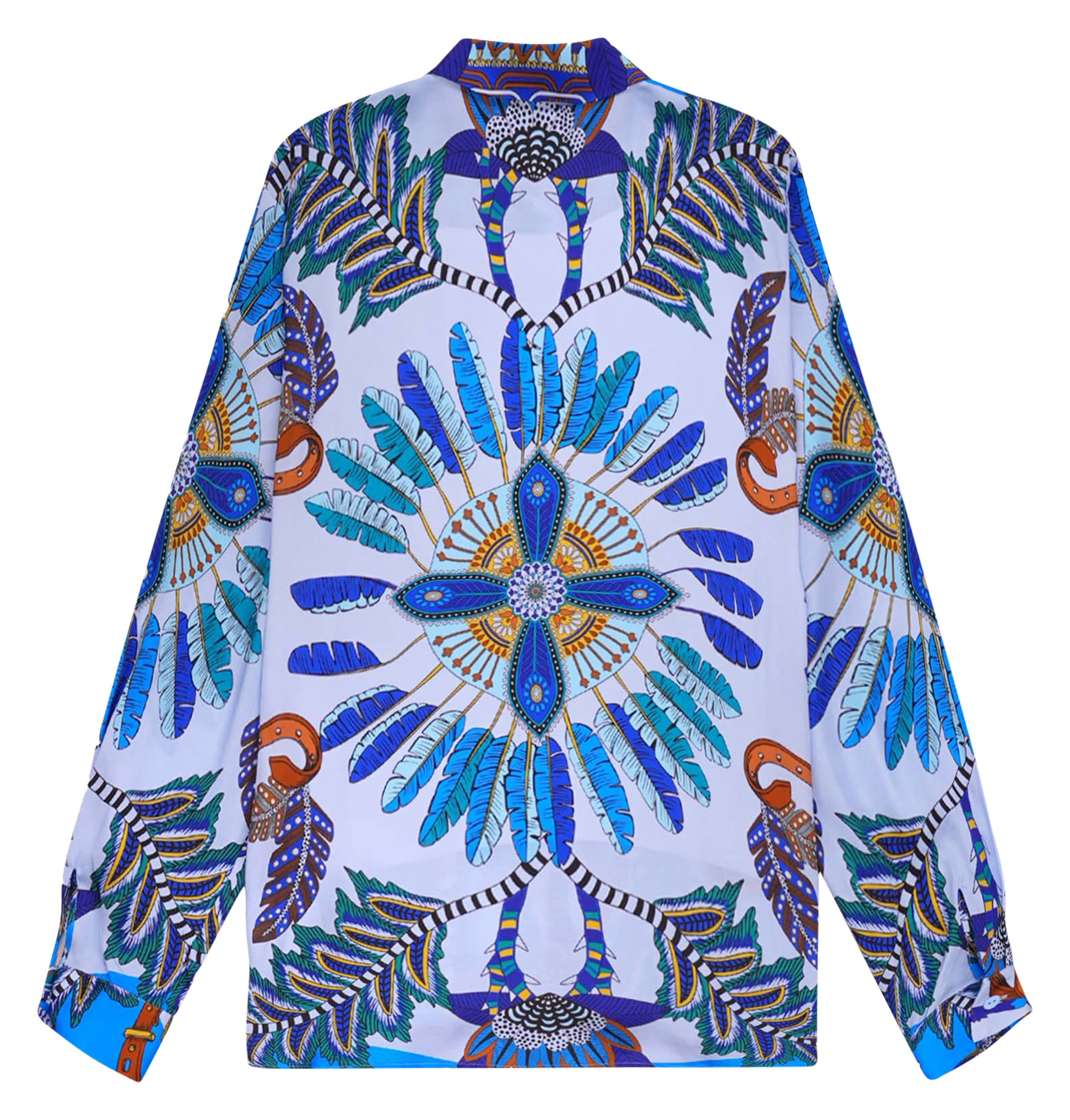 Straight printed shirt with classic collar WILD Blue
