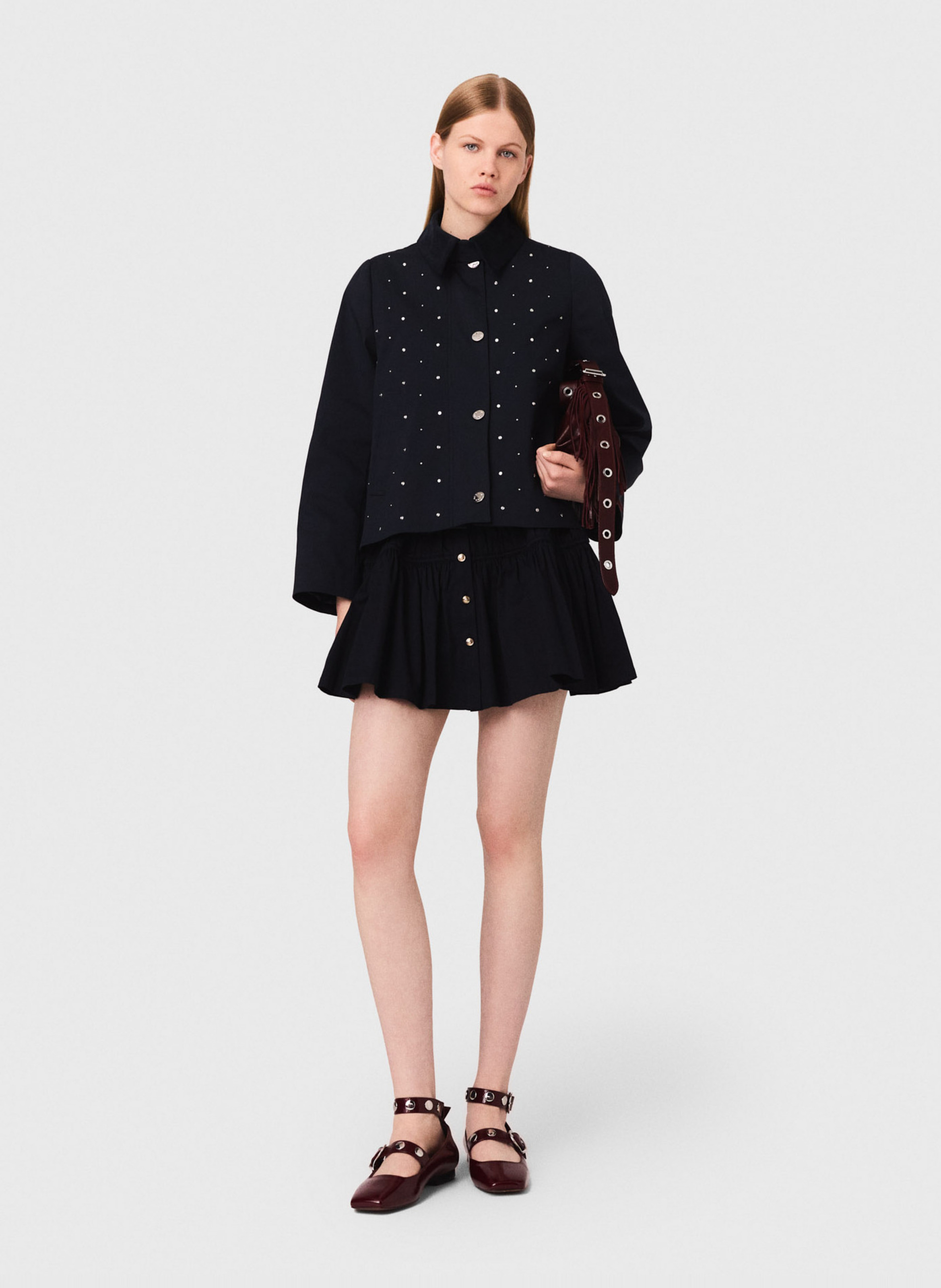 Veste col classique en coton mélangé MAJE Bleu