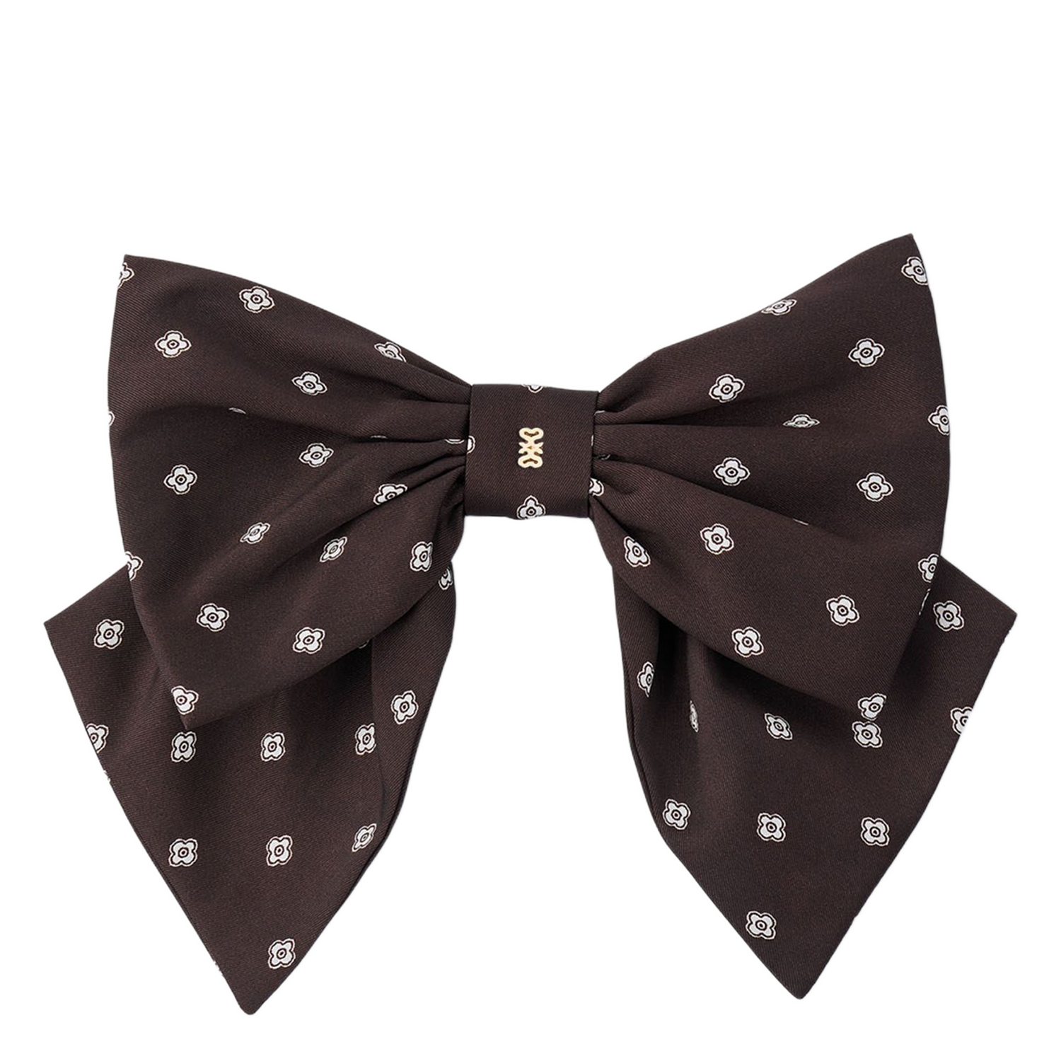 Barrette nœud satinée imprimée SANDRO Marron