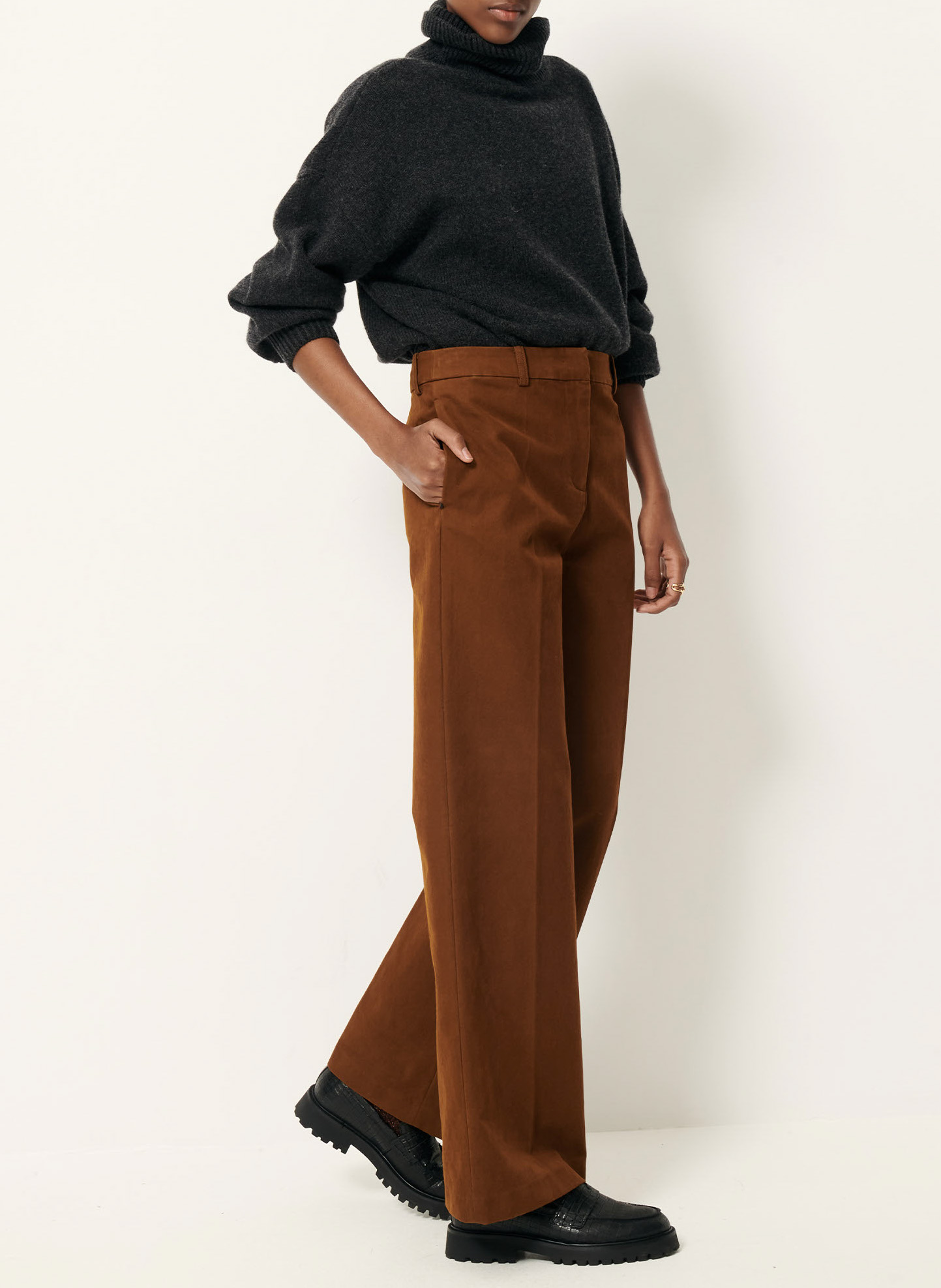 Pantalon droit en coton mélangé SESSUN Marron
