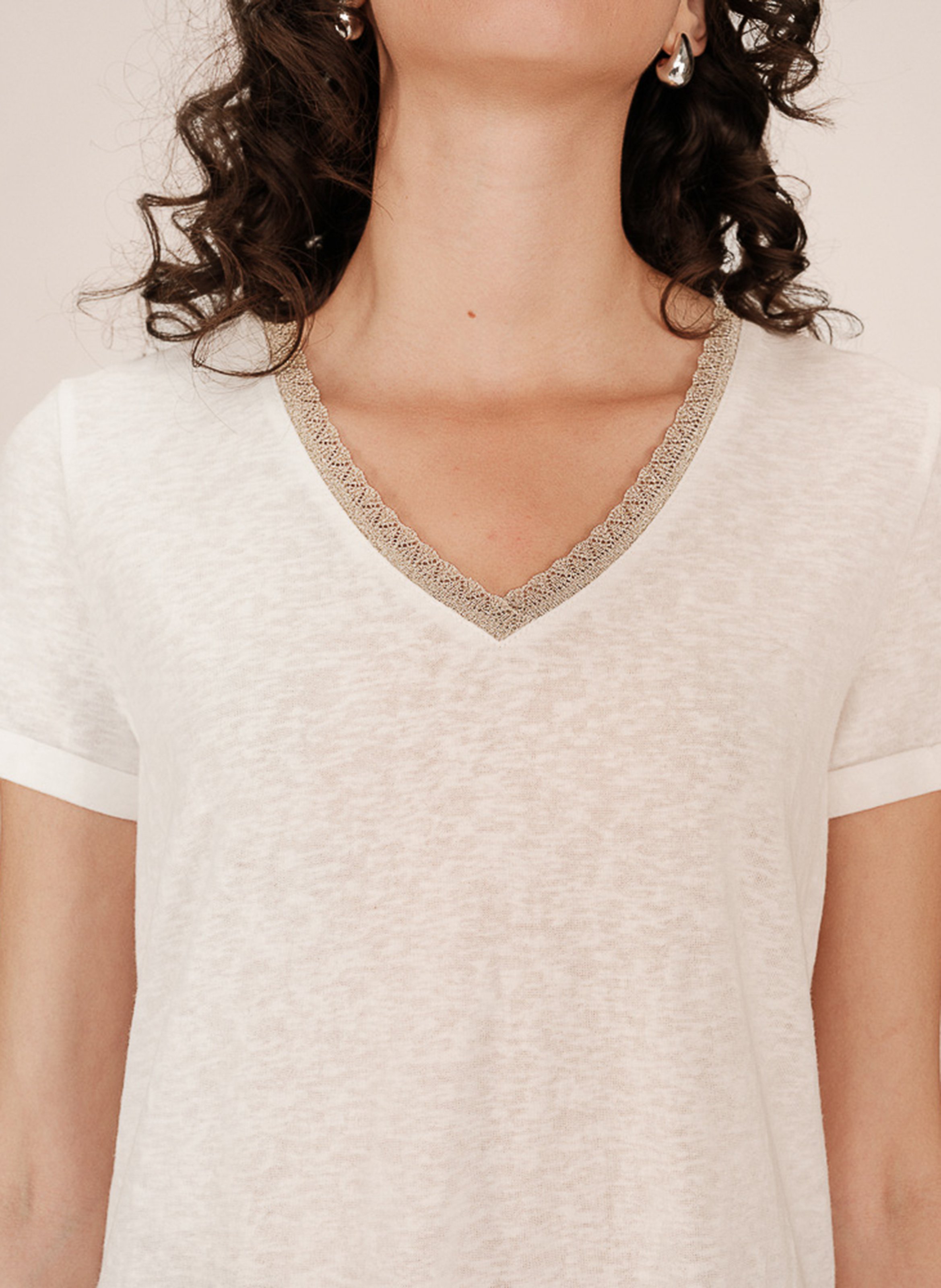 Basic cotton-mix T-shirt GRACE ET MILA Beige