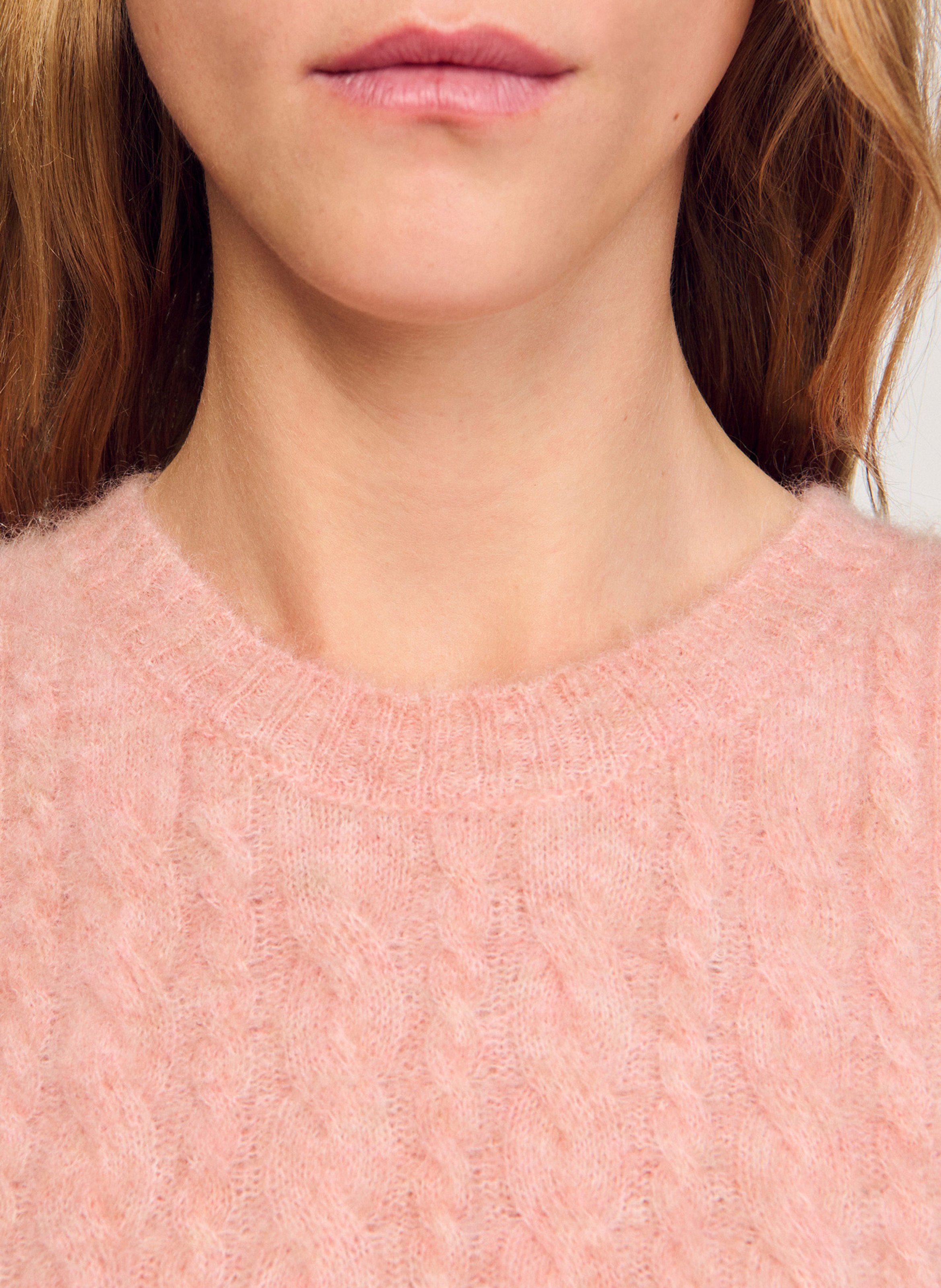 Pull col rond en laine mélangée SANDRO Rose