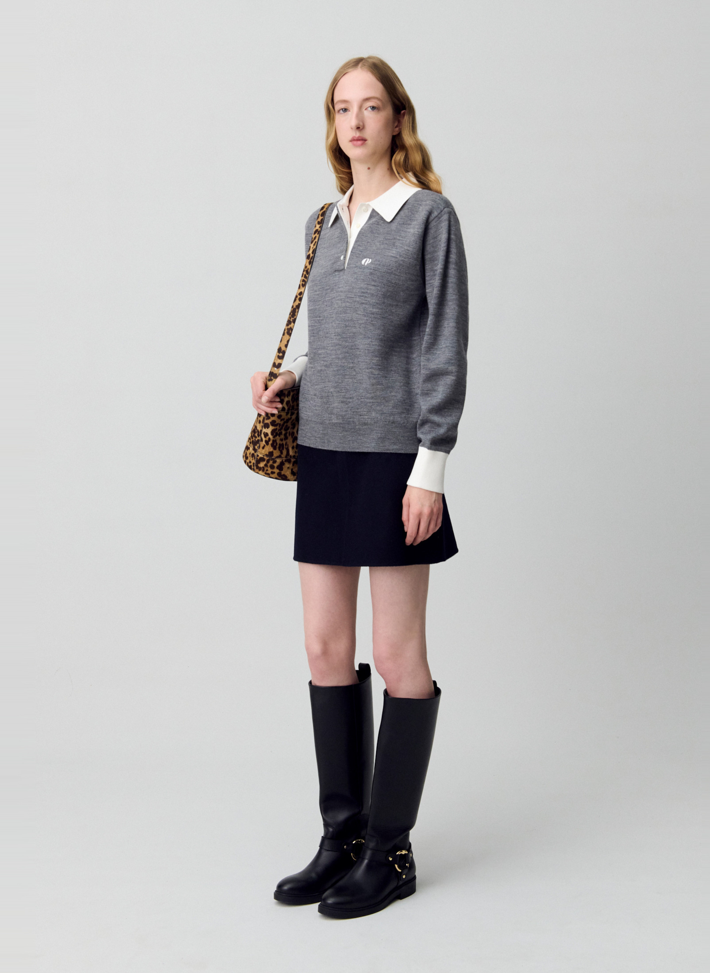 Pull col polo  CLAUDIE PIERLOT Gris