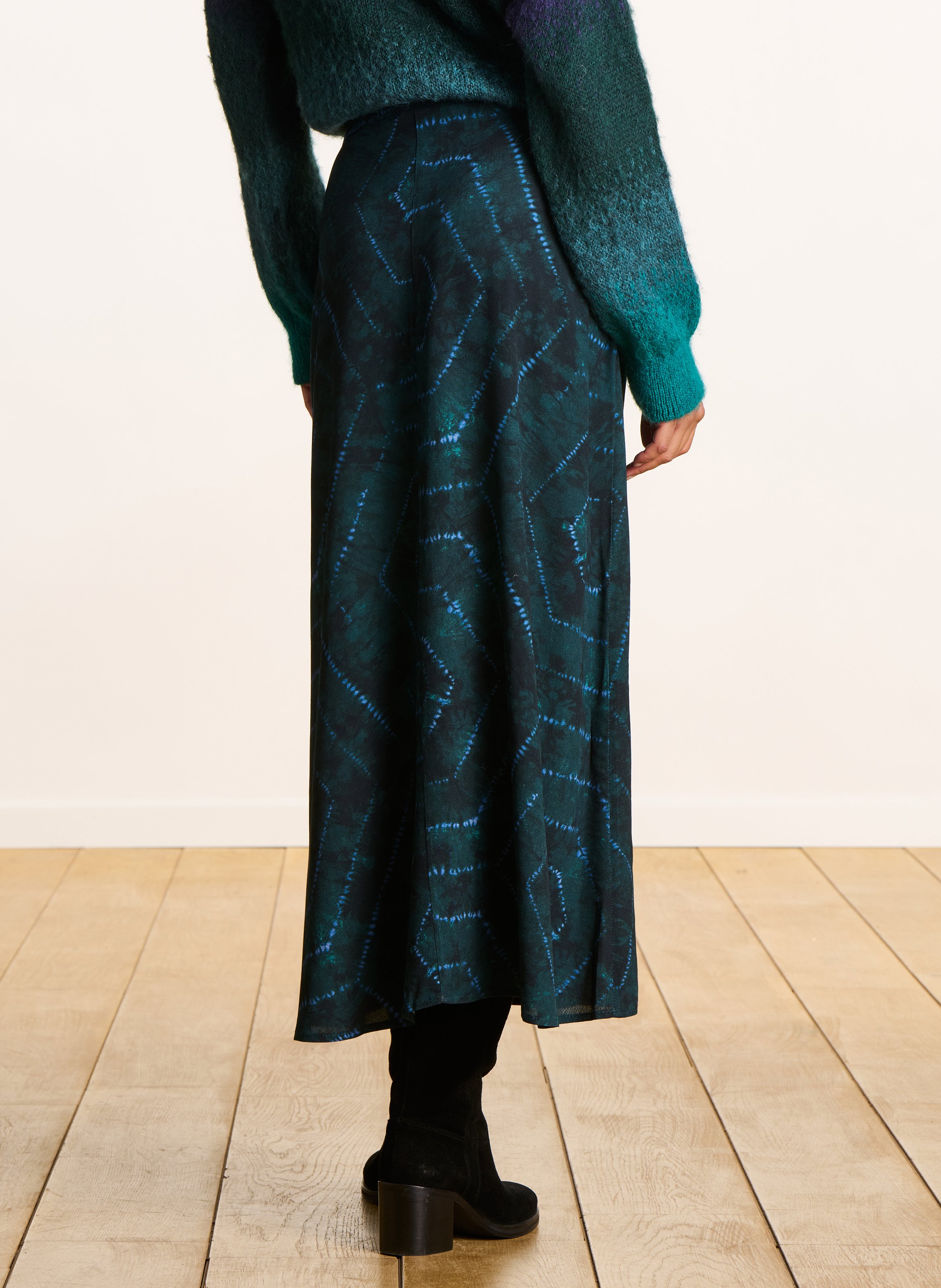 Anel printed midi skirt LA FEE MARABOUTEE Blue