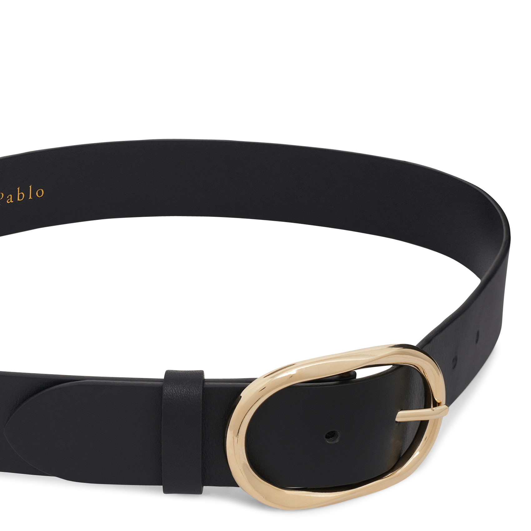 Gordel met gedraaide gesp van leer PABLO Zwart