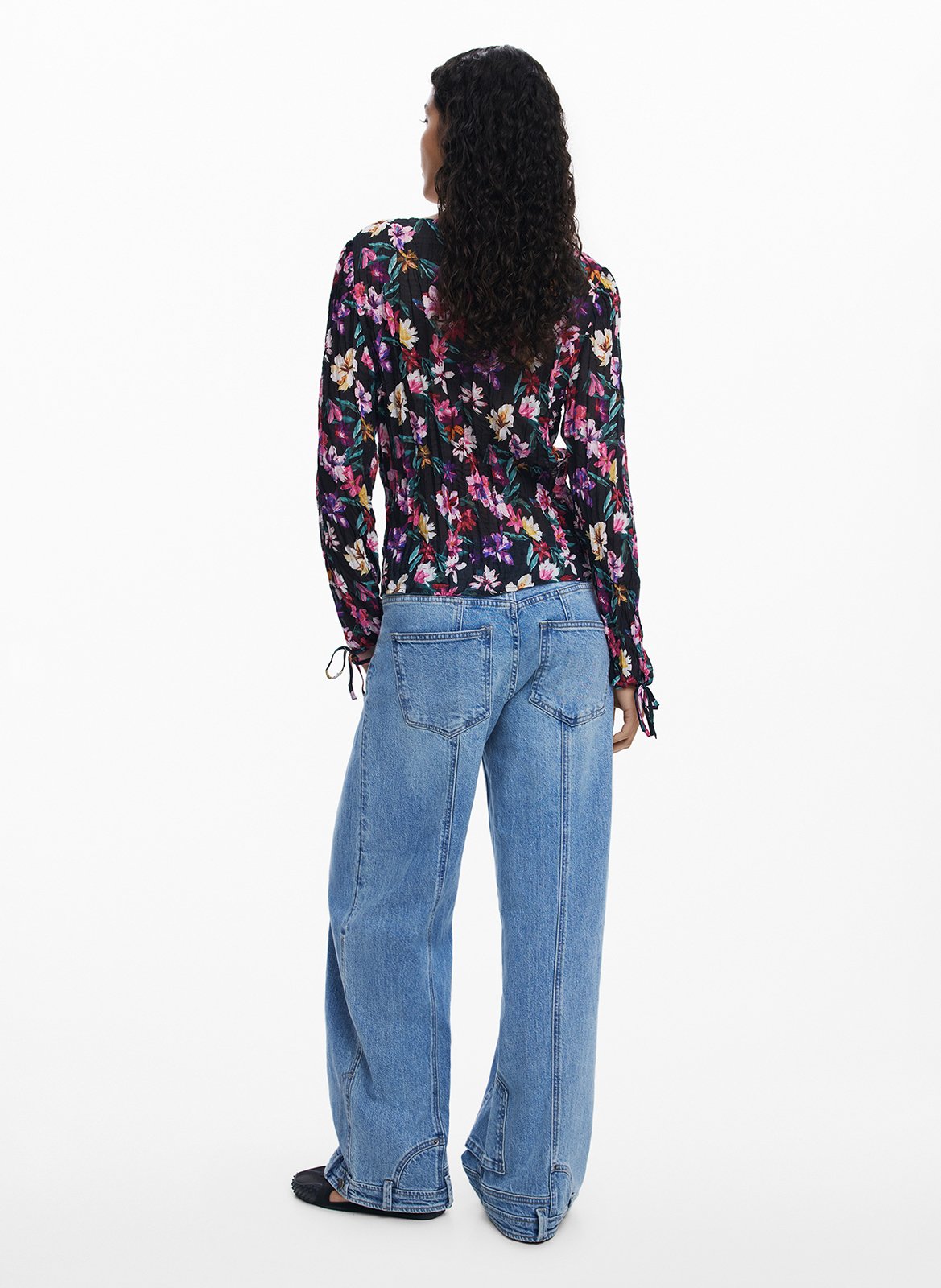 Bedruckte Bootsausschnittbluse DESIGUAL Schwarz