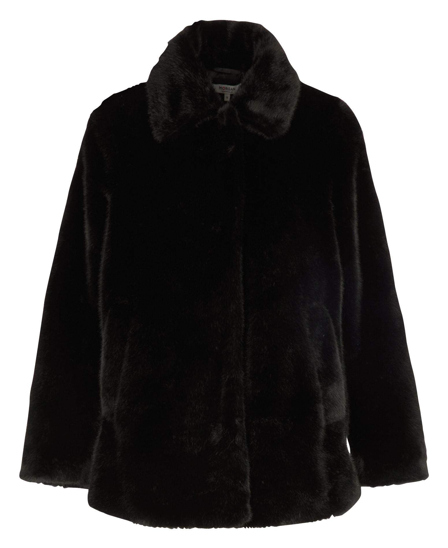 Manteau droit en fausse fourrure unie MORGAN Noir