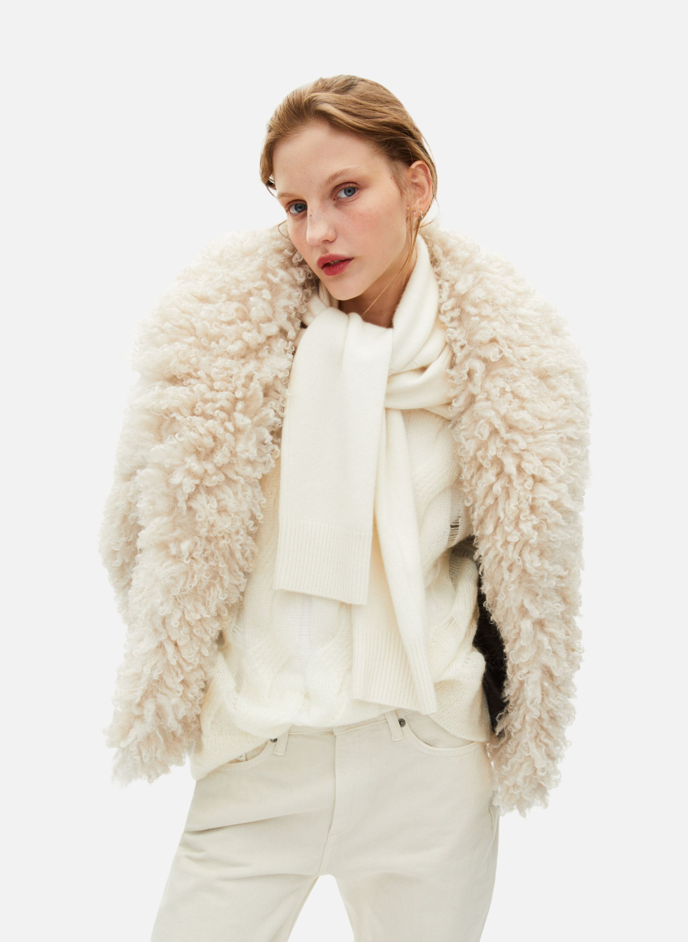 Fur-effect coat THE KOOPLES Beige