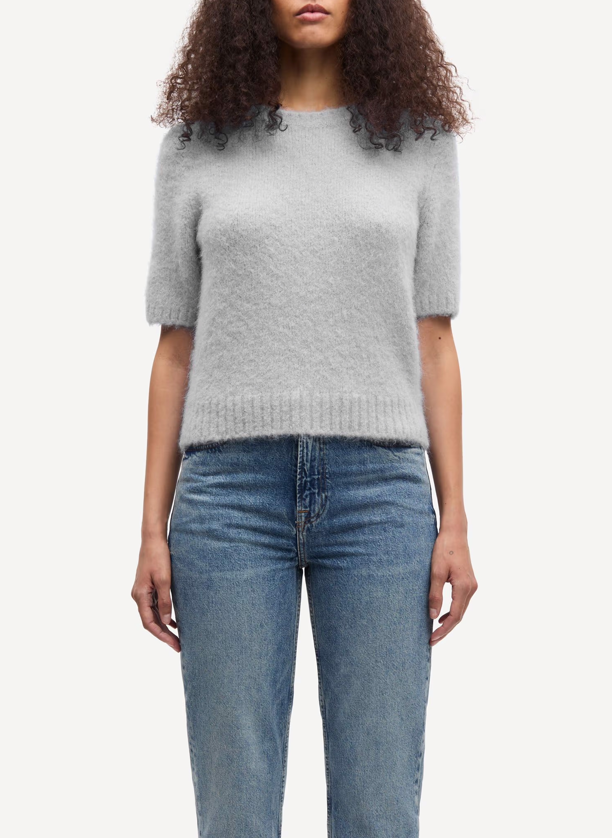 Top droit en alpaga mélangé SAMSOE SAMSOE Argent