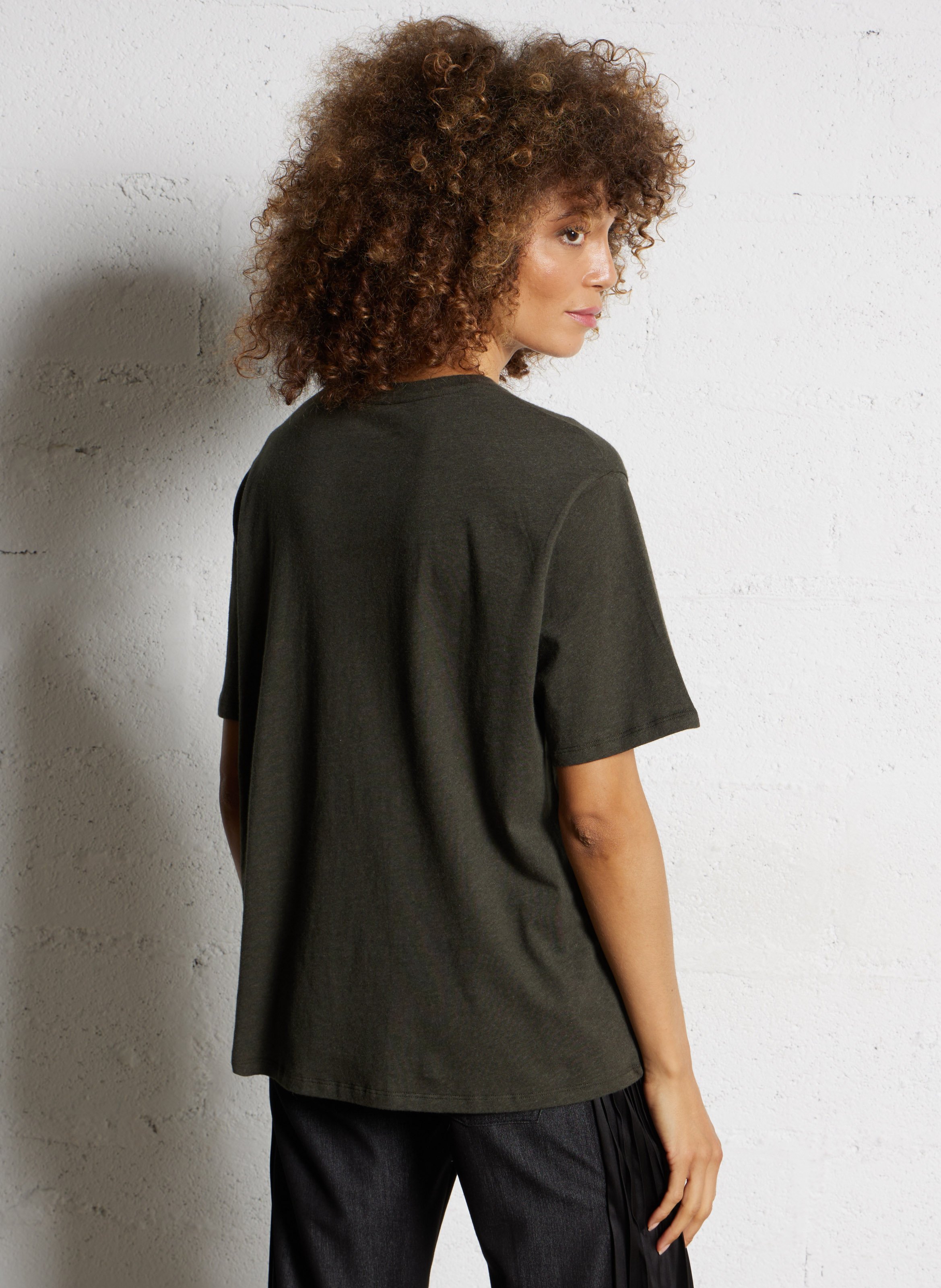 Tee-shirt col rond en coton bio MAJESTIC FILATURES Vert