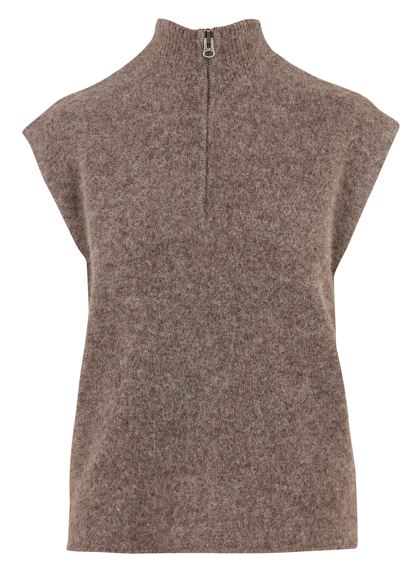 Pull col montant en laine mélangée Beige