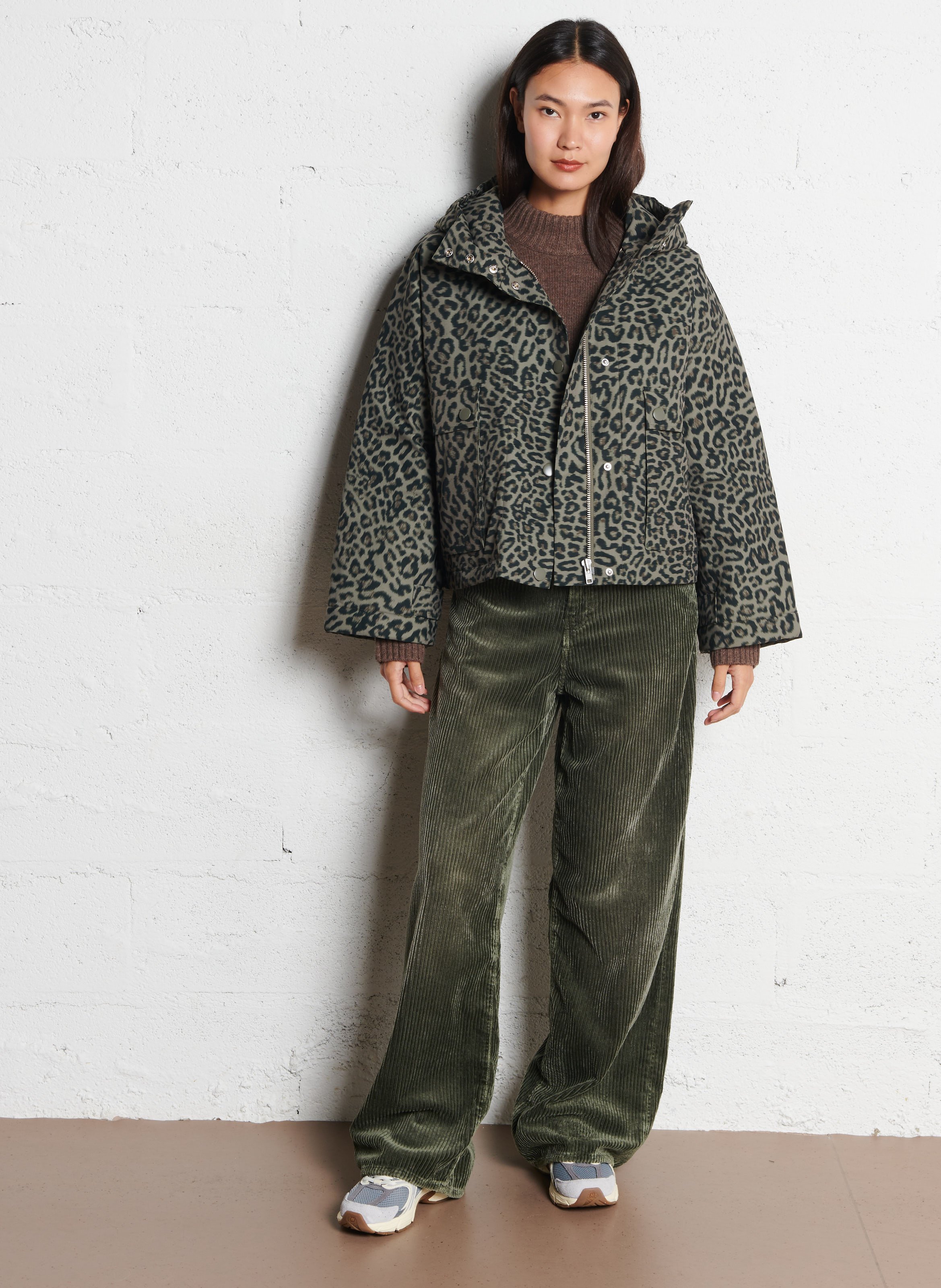 Printed jacket with high collar and hood BELLEROSE Grey