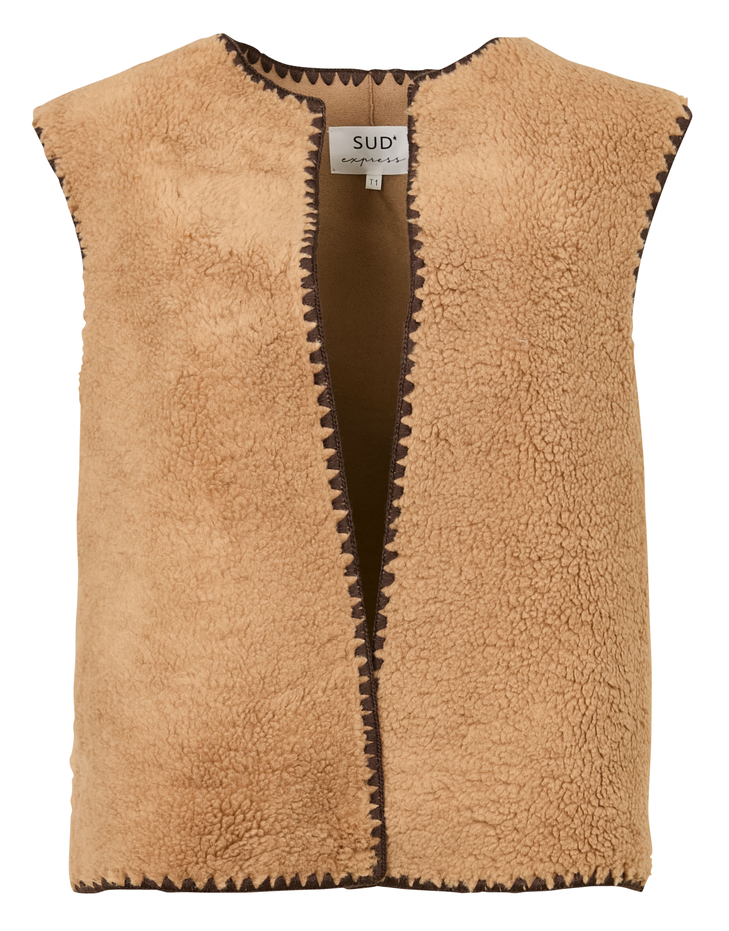 Veste col rond en sherpa SUD EXPRESS Beige