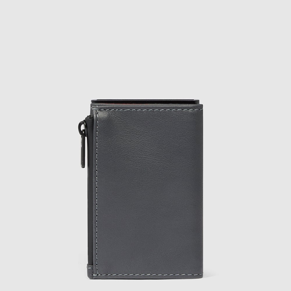 Compact wallet for bills, coins, and credit cards with a sliding system, RFID protection PIQUADRO Grey