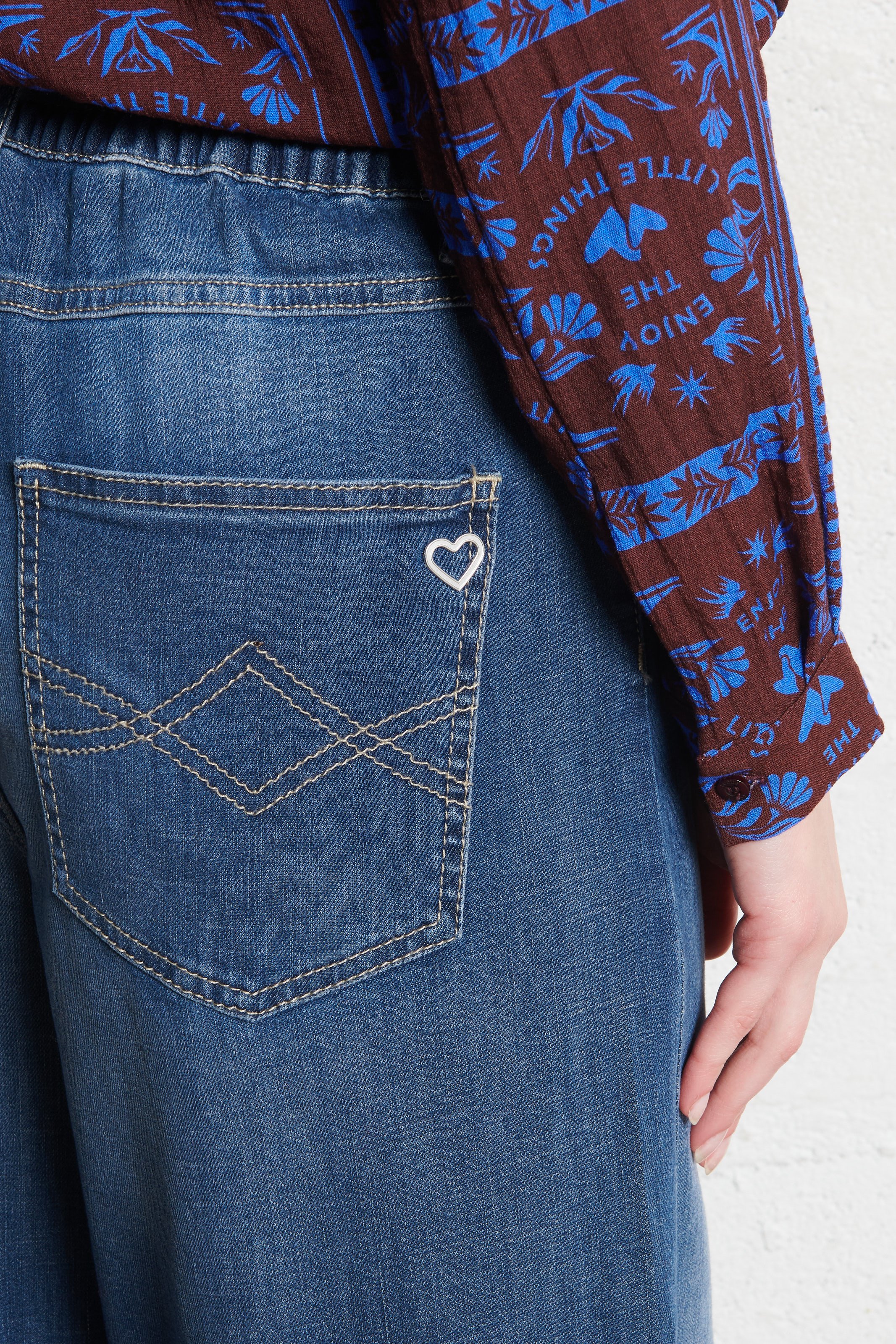 Straight cotton-blend pants PLEASE Blue