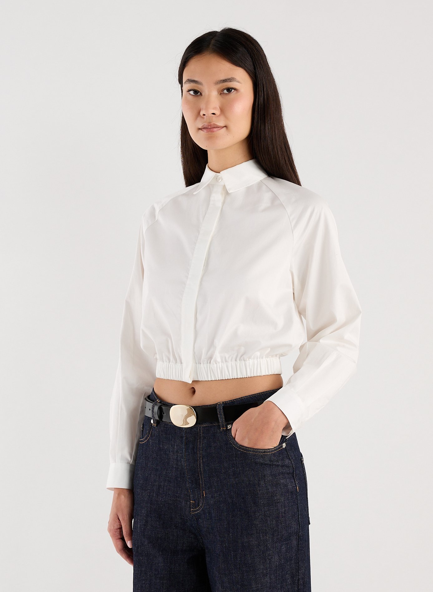 Cropped cotton shirt SAISON 1865 White
