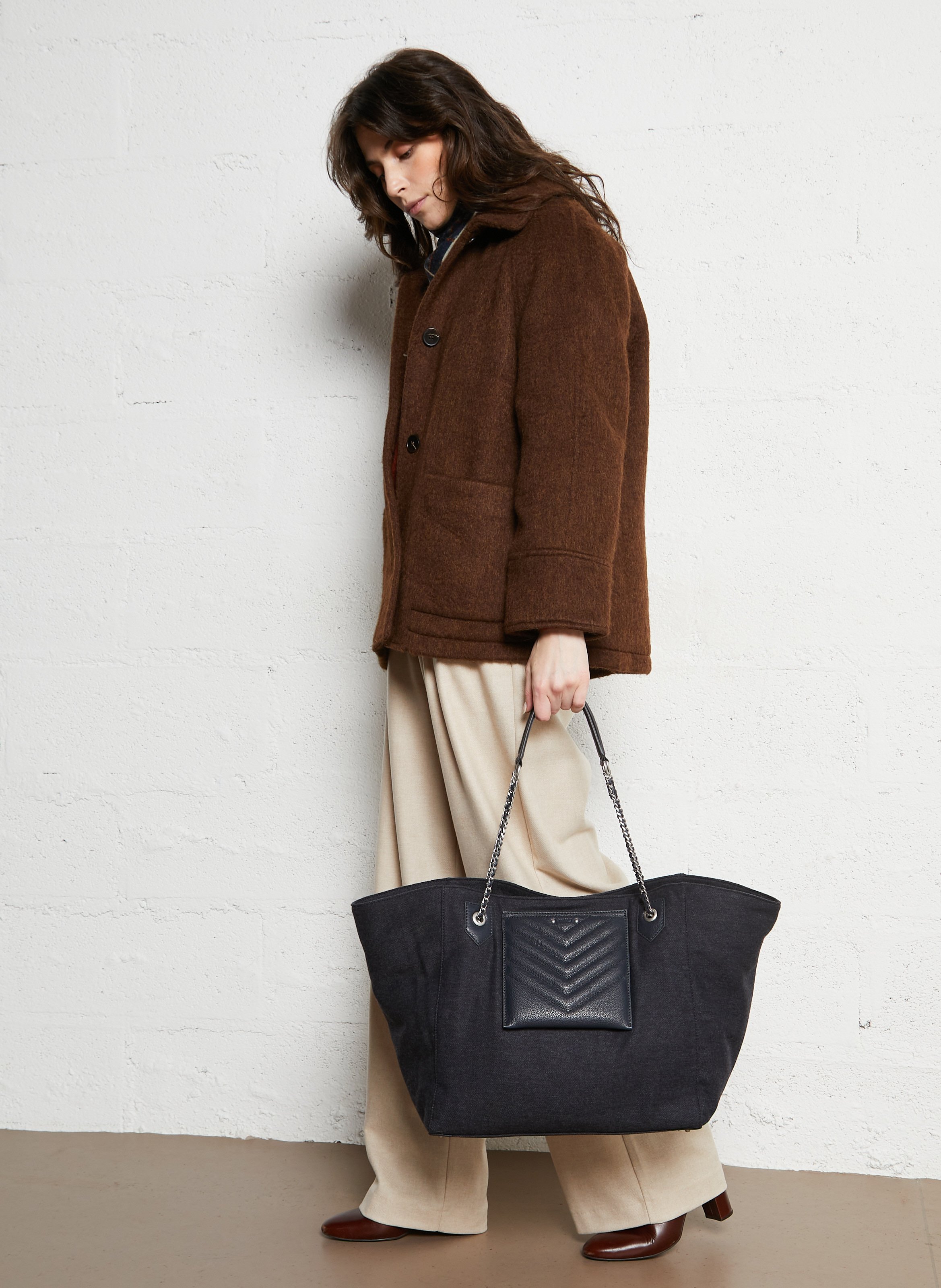 Mixed zip tote bag IKKS Blue