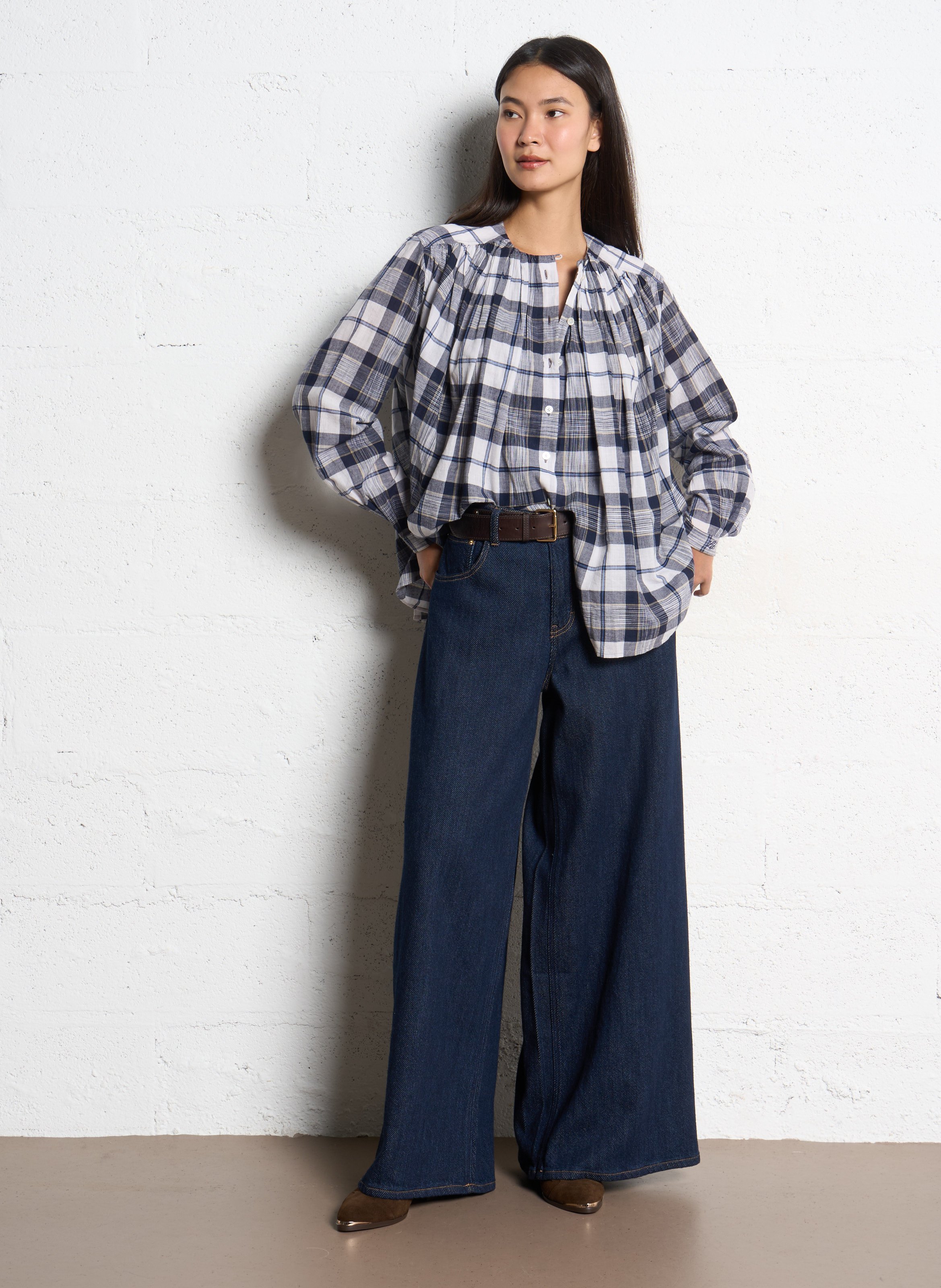 Weite Baumwollbluse LAURENCE BRAS Blau