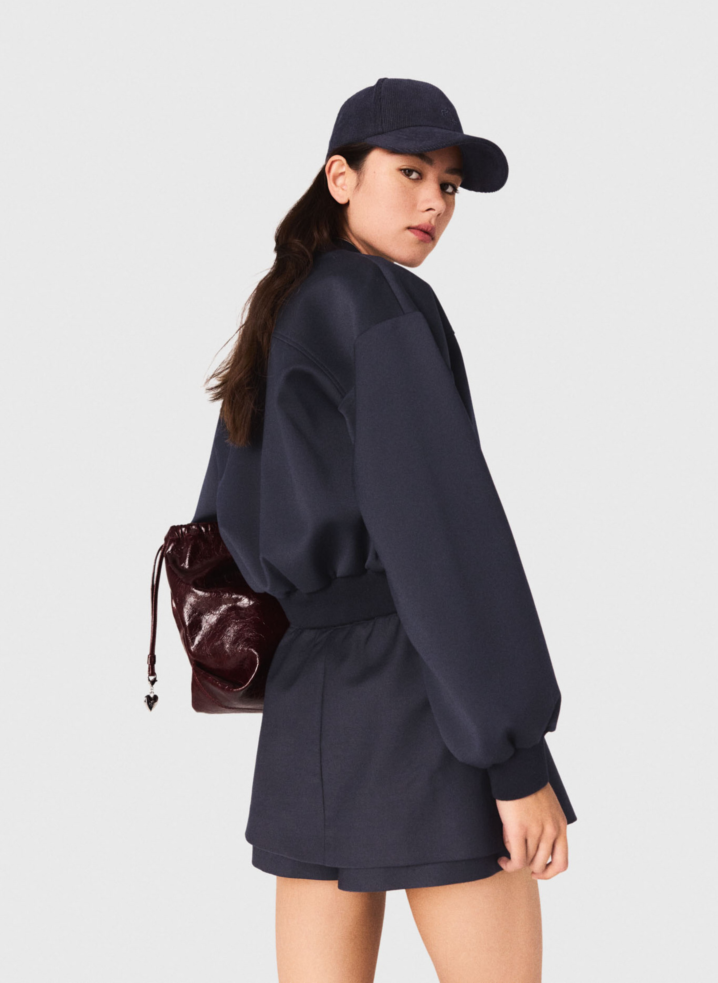 Blouson oversize col teddy MAJE Bleu