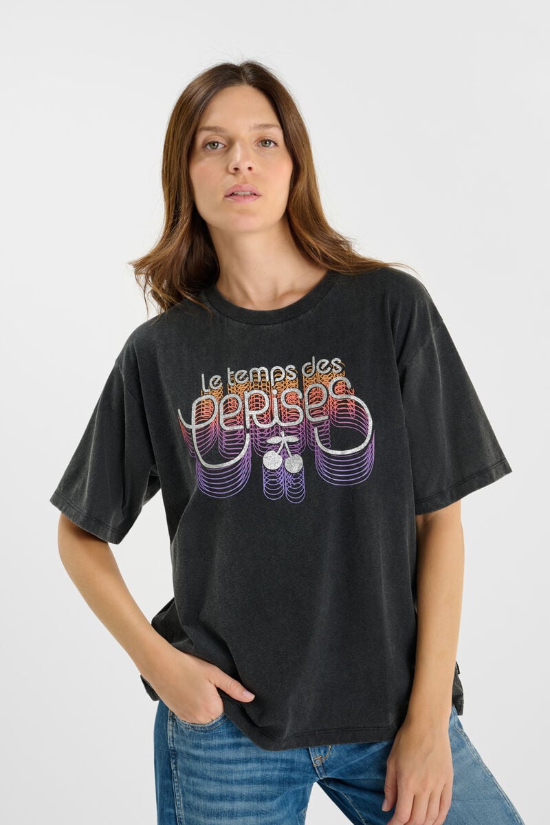 Tommy Badge T-shirt LE TEMPS DES CERISES Black