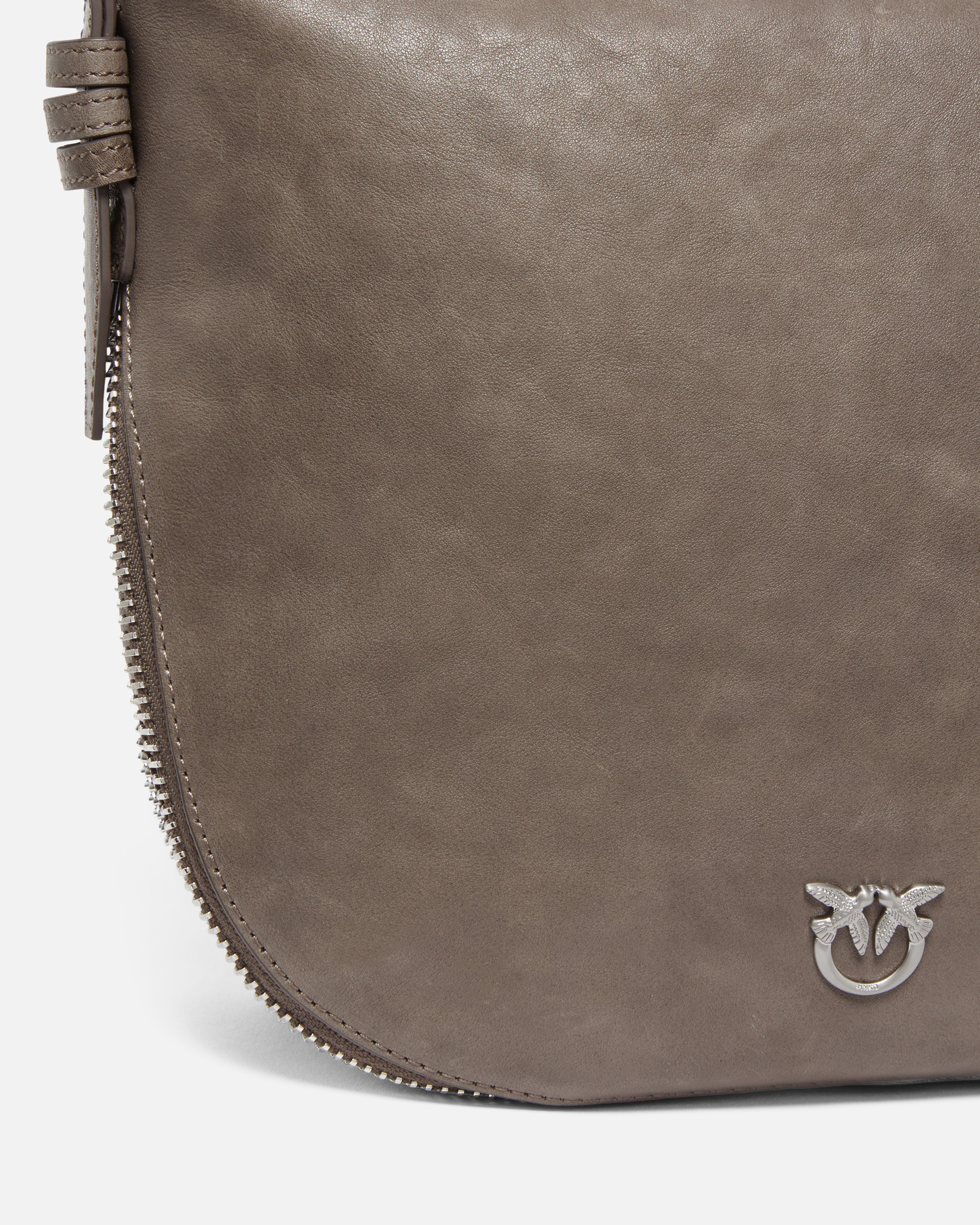 Small shoulder hobo bag in leather with love birds logo PINKO Beige