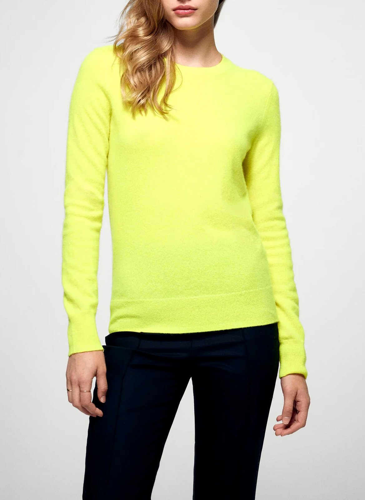 Straight cotton sweater with round neck FROM FUTURE Yellow