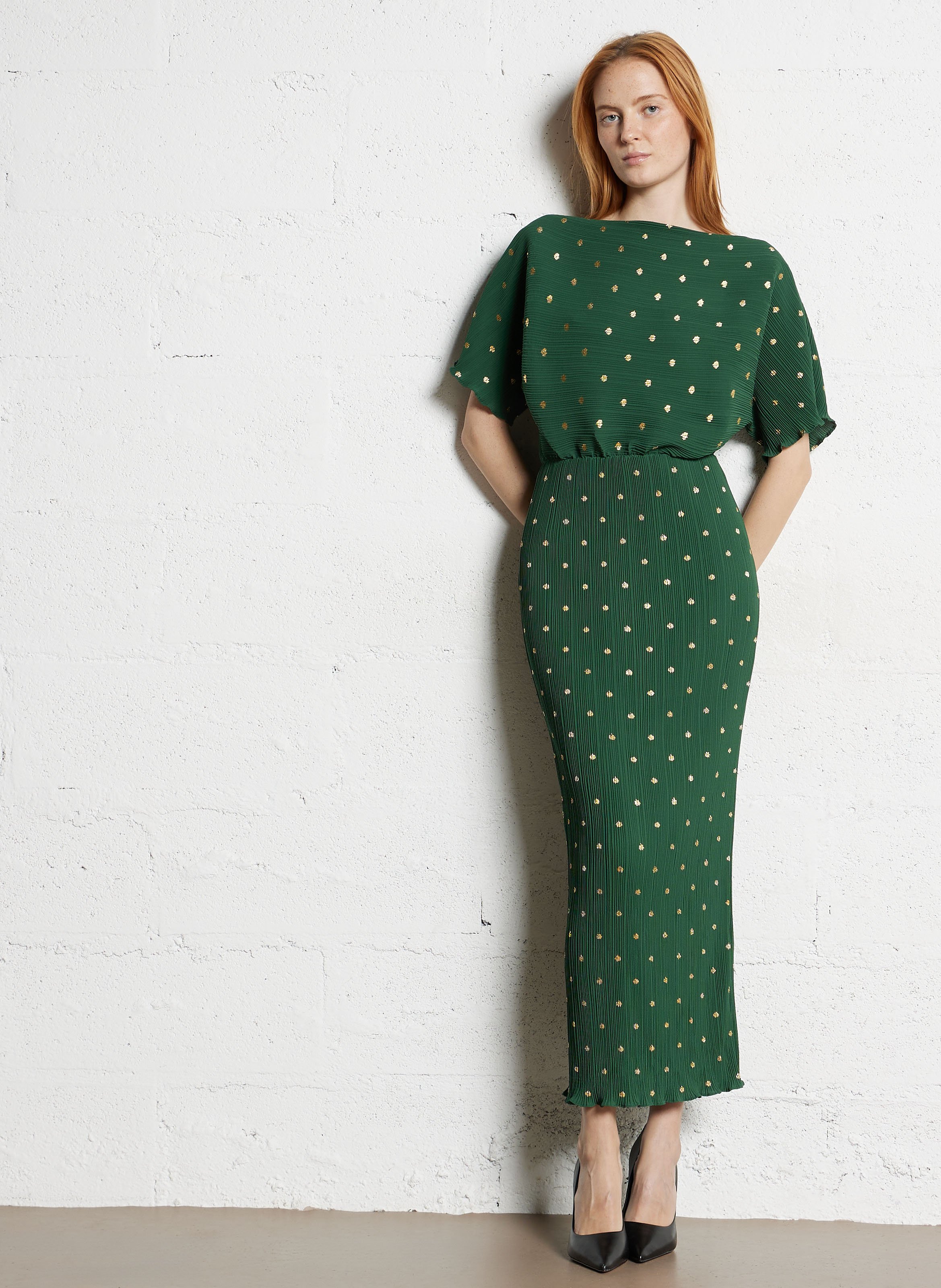 Robe longue plissée NEVER FULLY DRESSED Vert
