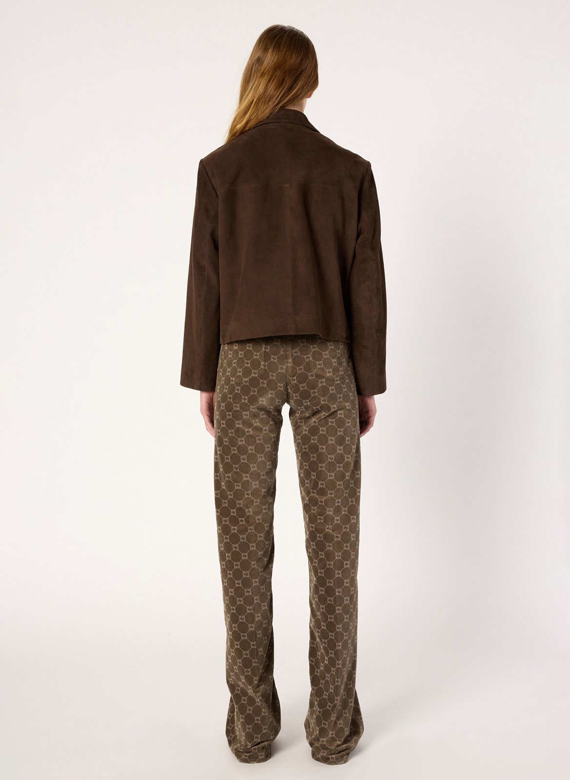 Veste col tailleur en cuir GERARD DAREL Marron