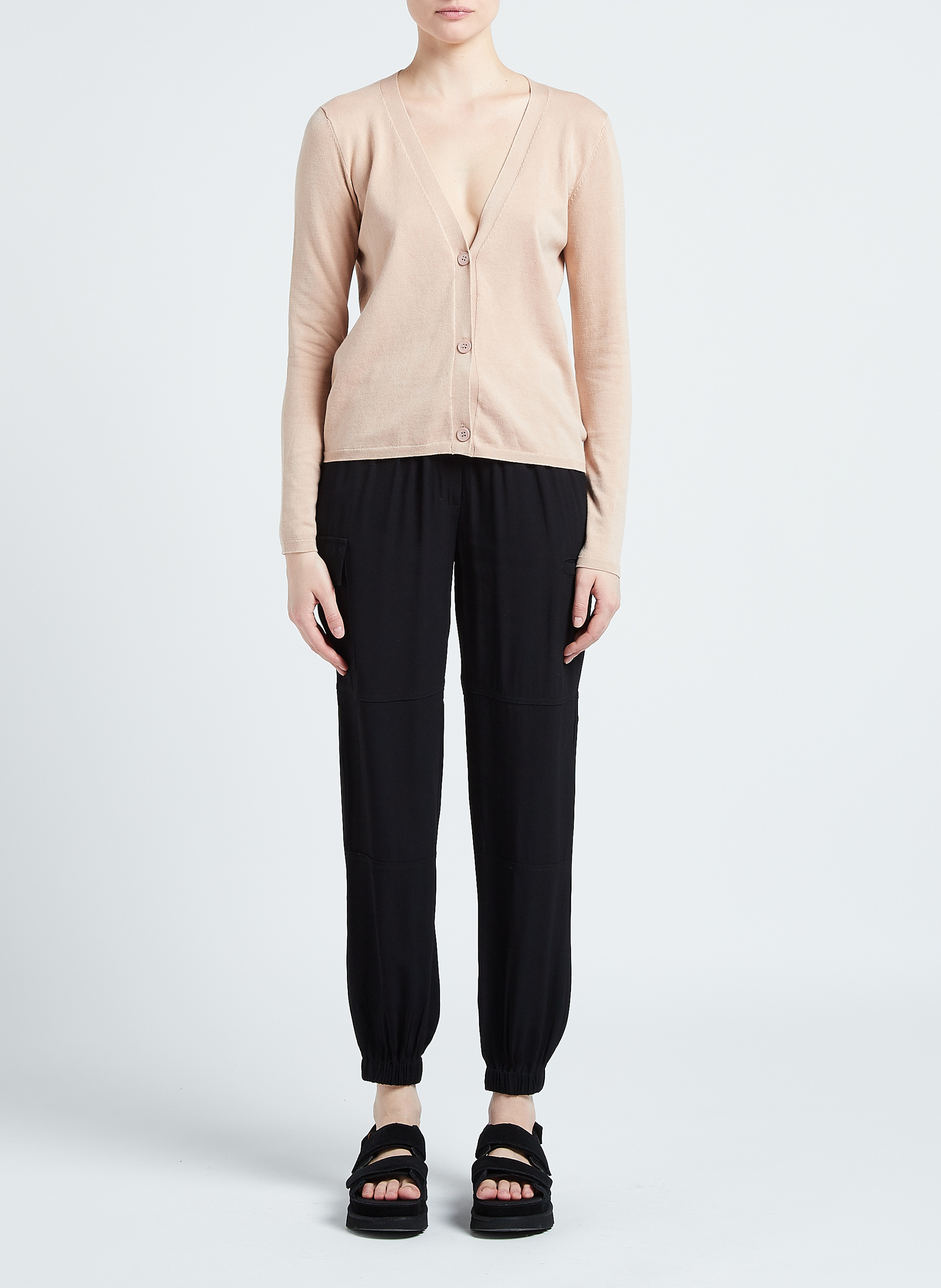 Fijngebreid vest met V-hals MAJESTIC FILATURES Roze