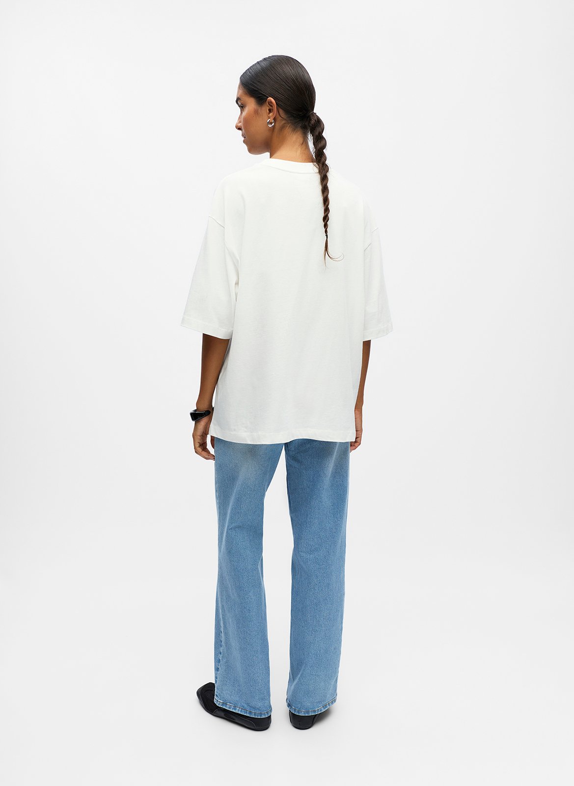 Tee-shirt col rond en coton bio mélangé OBJECT Beige