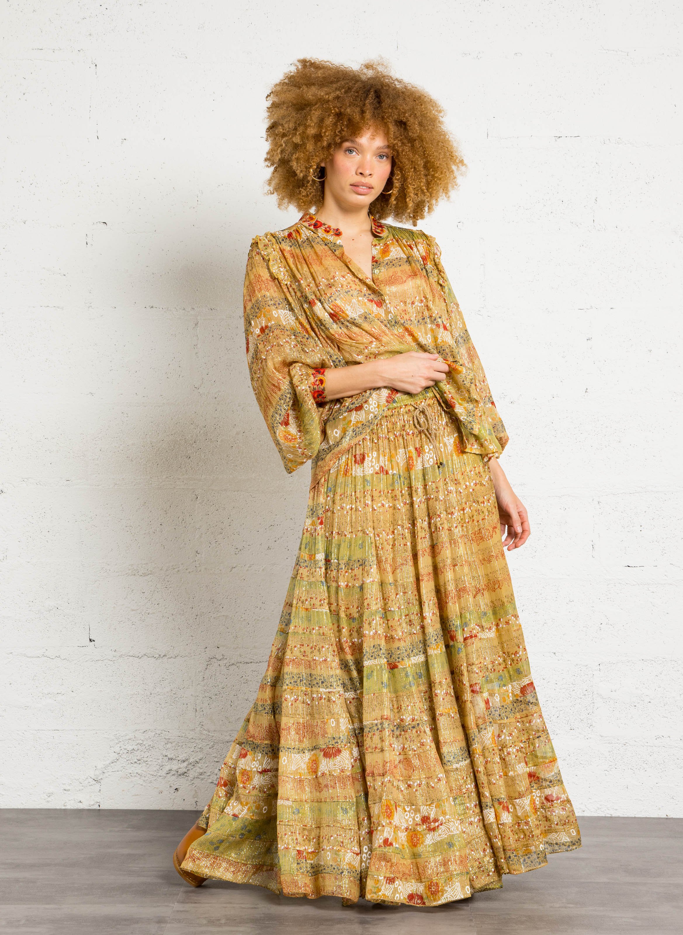 Chemisier fluide imprimé à fils lurex MES DEMOISELLES Multicolore