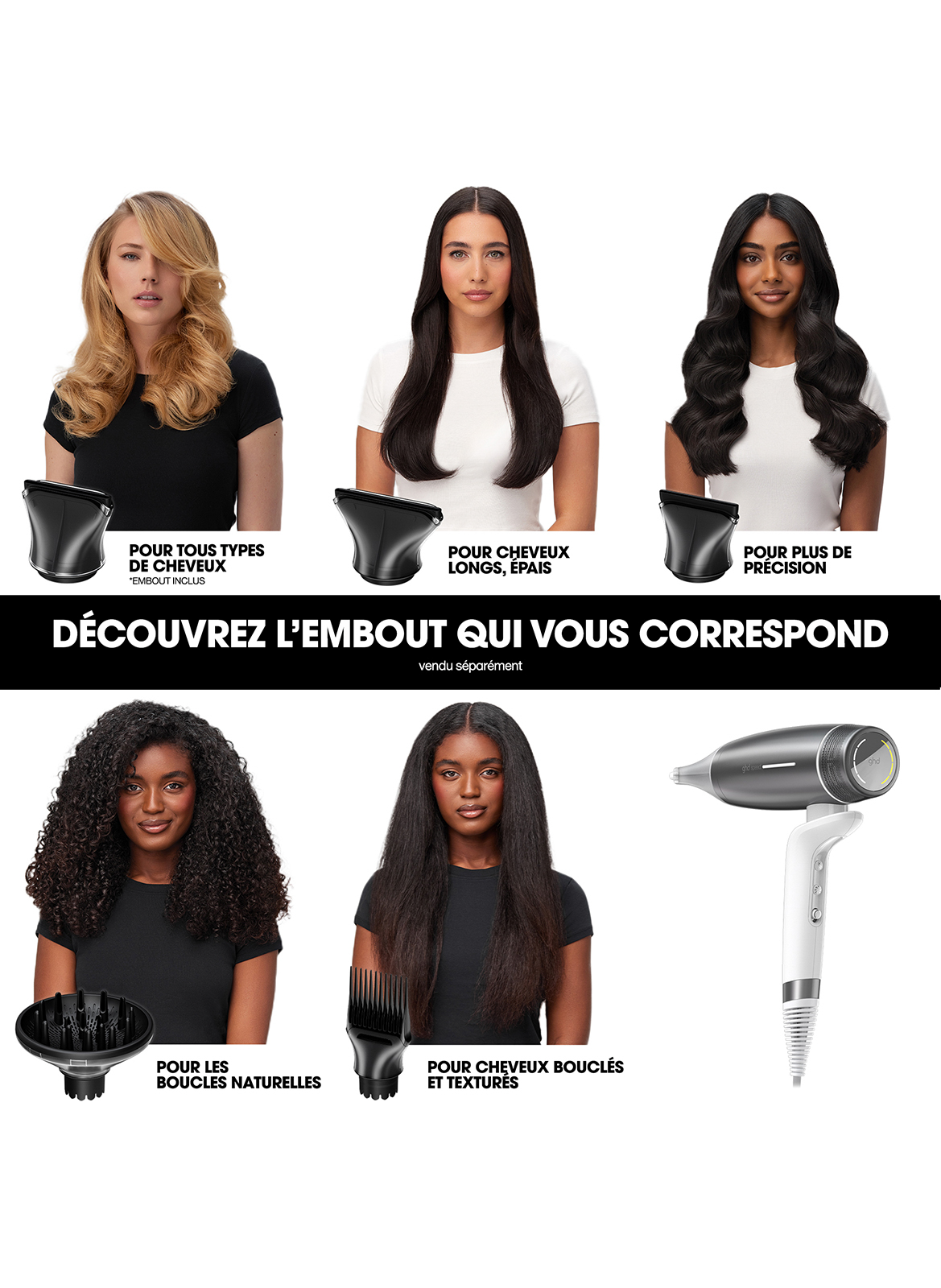 Hair Dryer ultra-fast ghd Speed white GHD Blanc