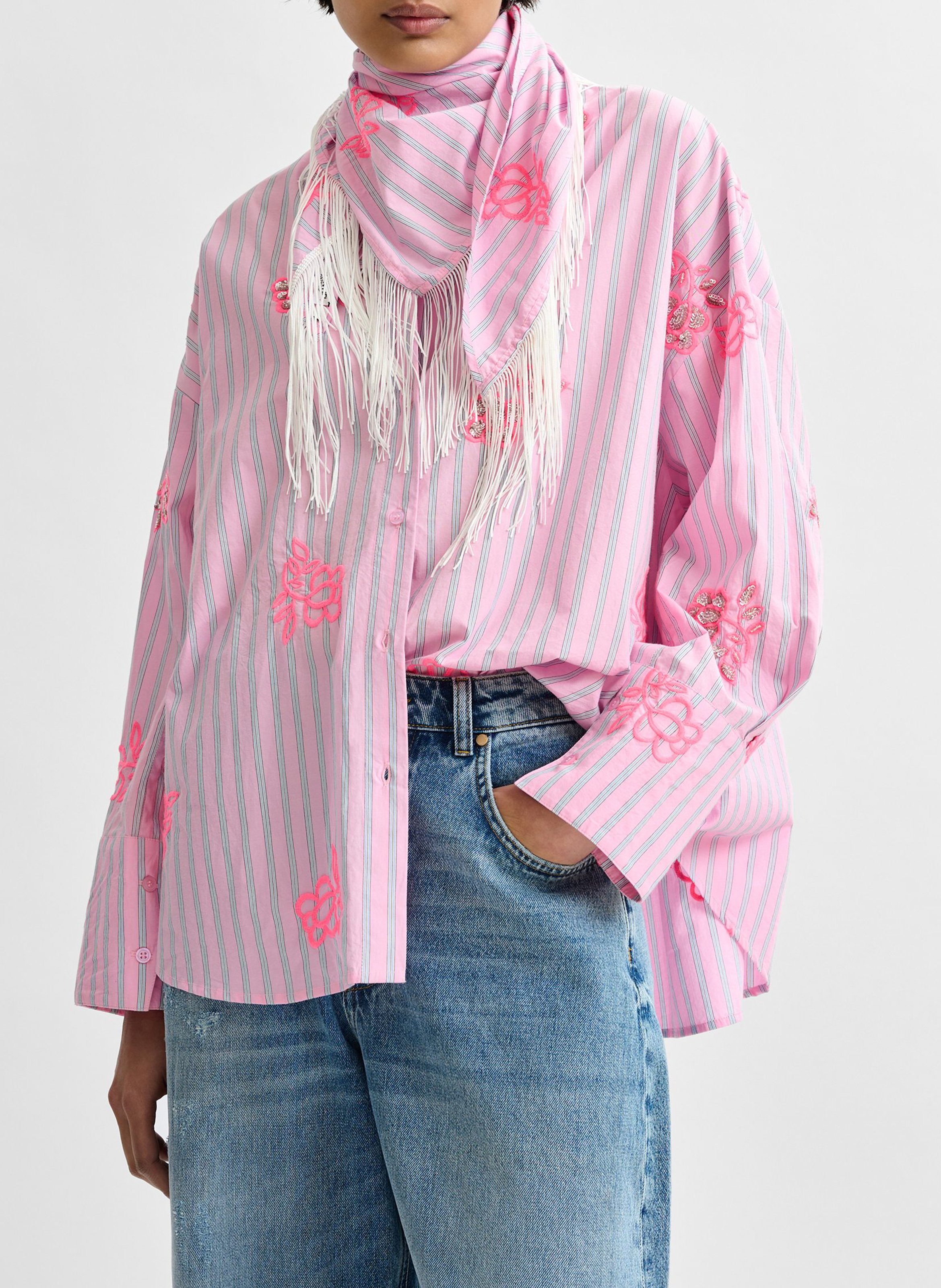 Oversized striped shirt with embroidery ESSENTIEL ANTWERP