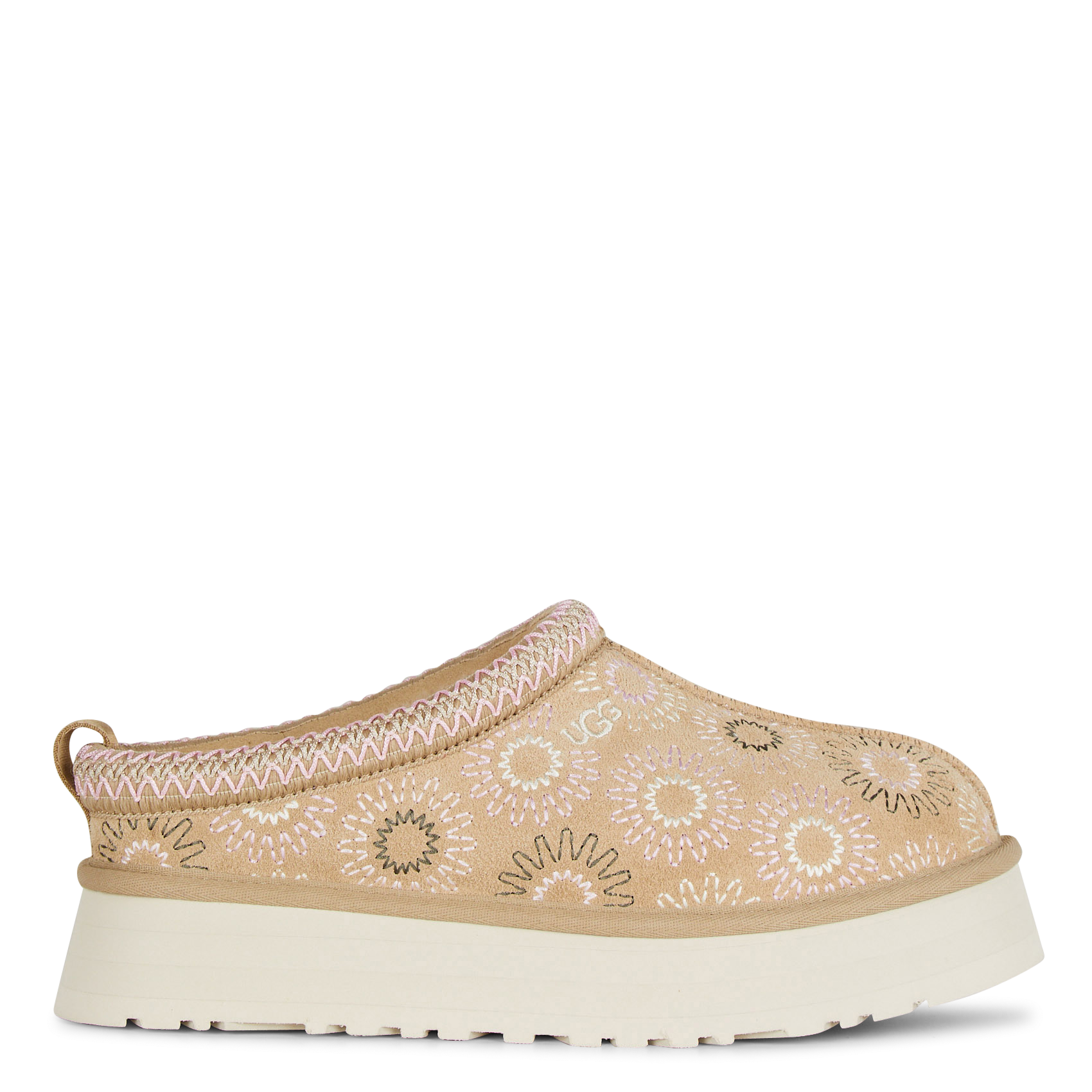 Sabots à plateformes brodés en cuir mélangé UGG Marron