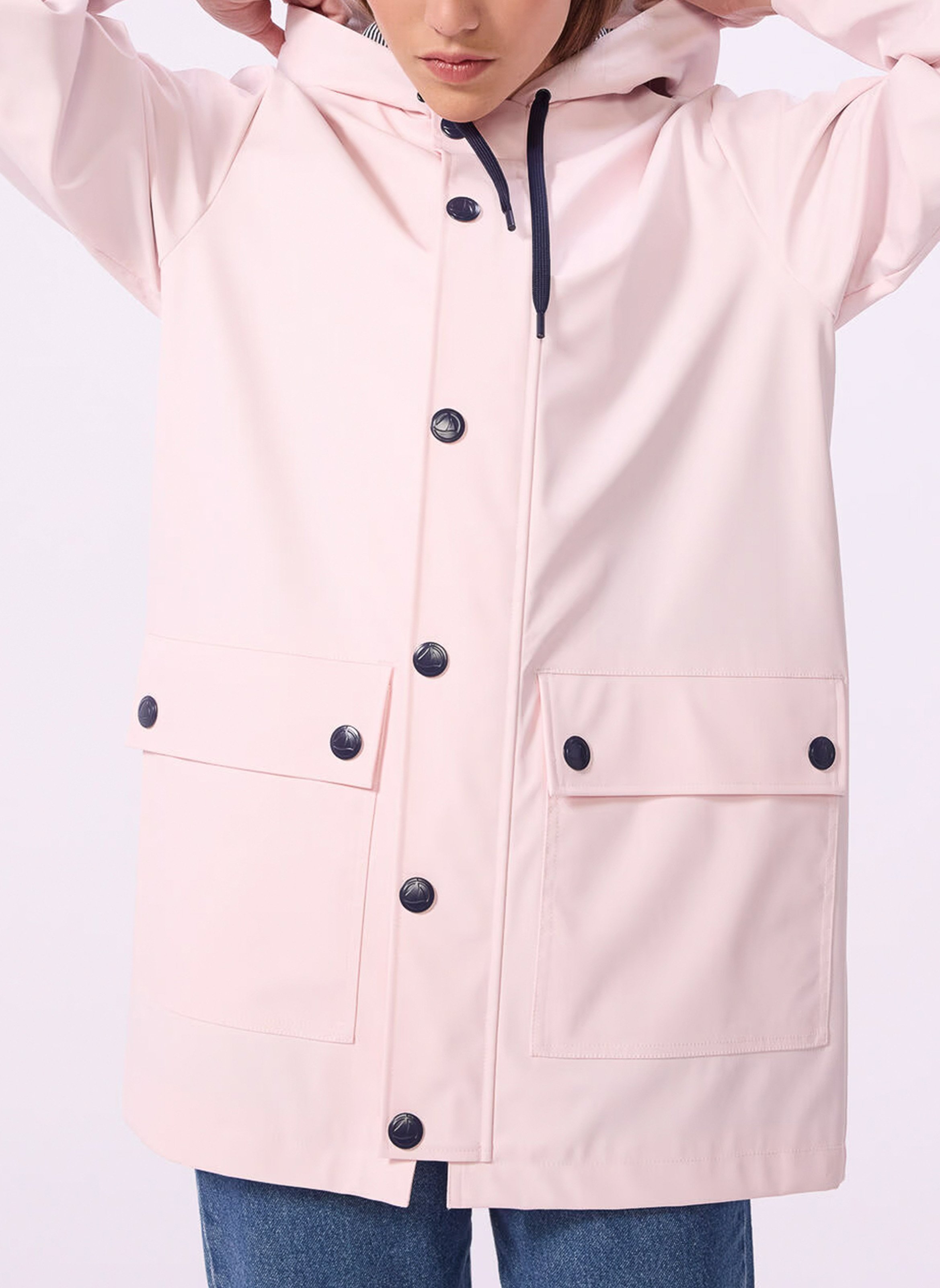 Parka met een rechte pasvorm en gewaxte capuchon PETIT BATEAU Roze