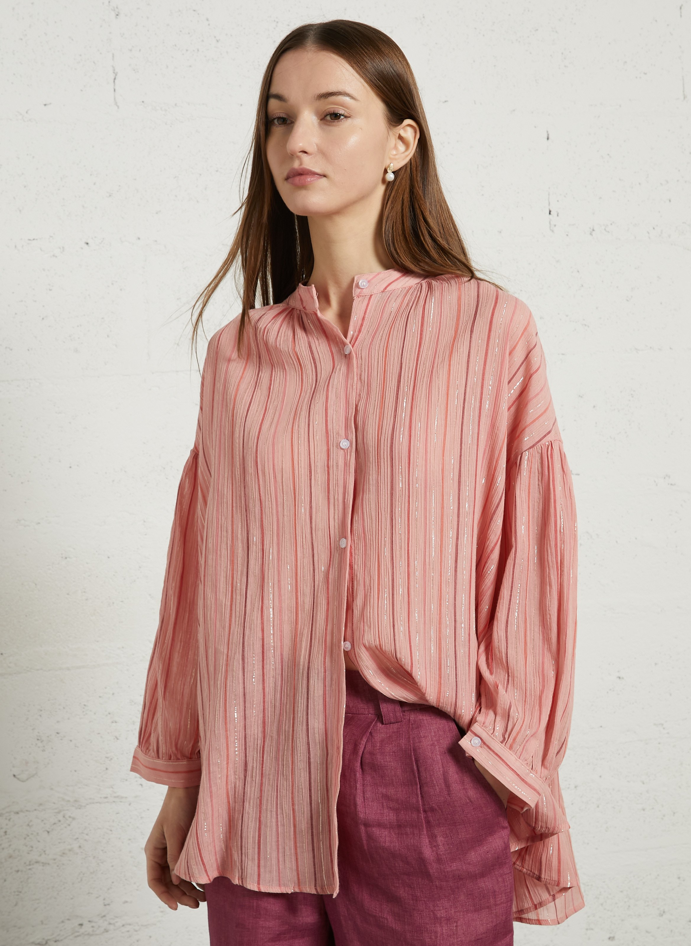 Tunique oversize manches 3/4 rayée SEE U SOON Rose