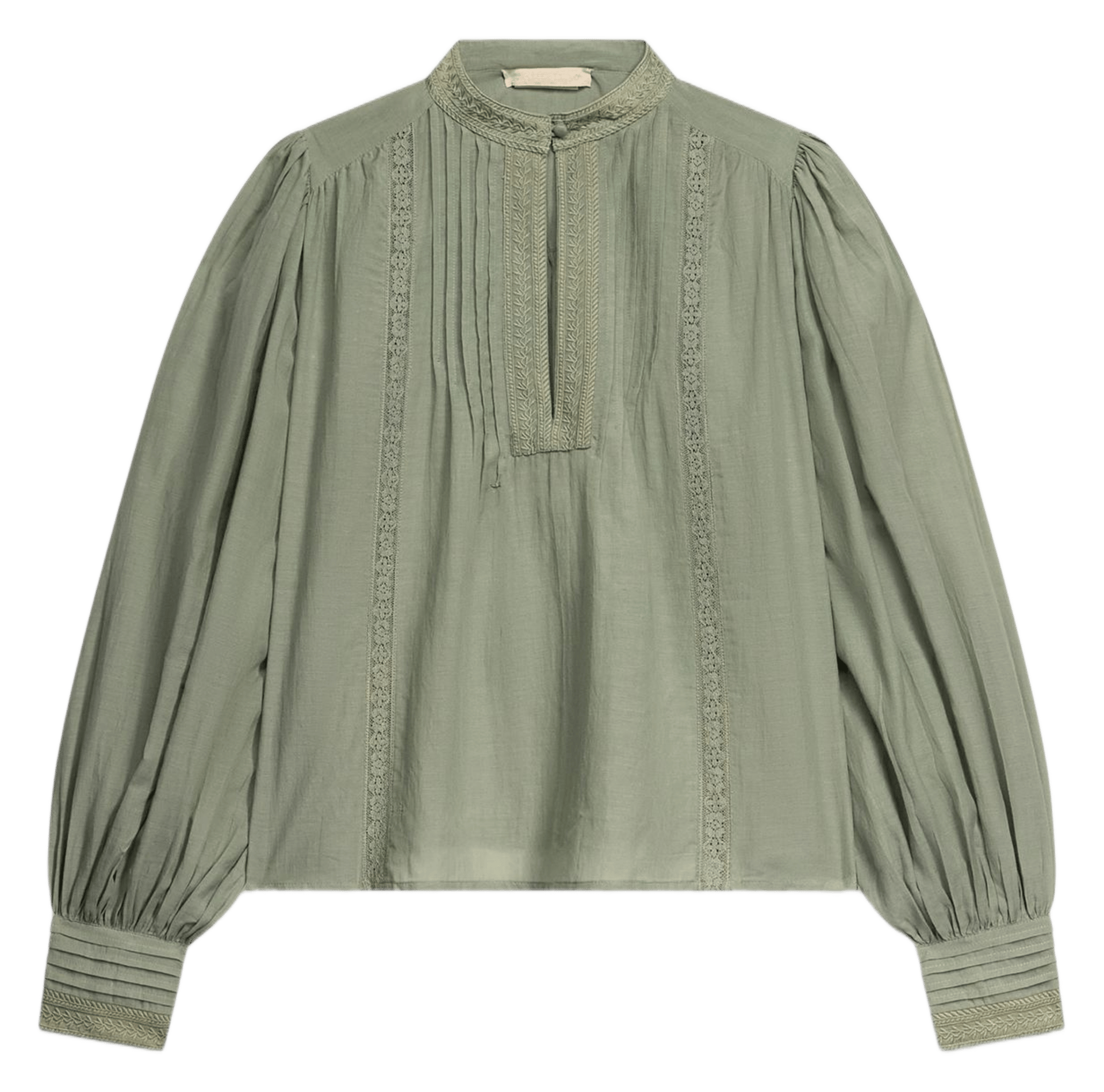 Blusa de mezcla de algodón con cuello de oficial VANESSA BRUNO Verde