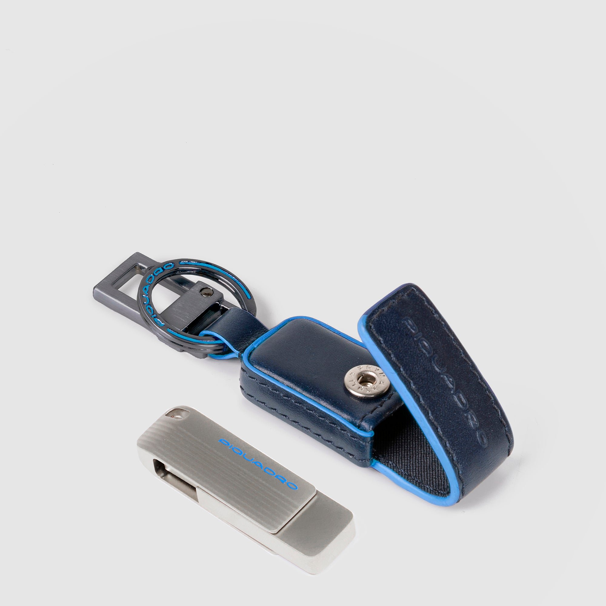 Keychain with 256GB USB flash drive PIQUADRO Blue