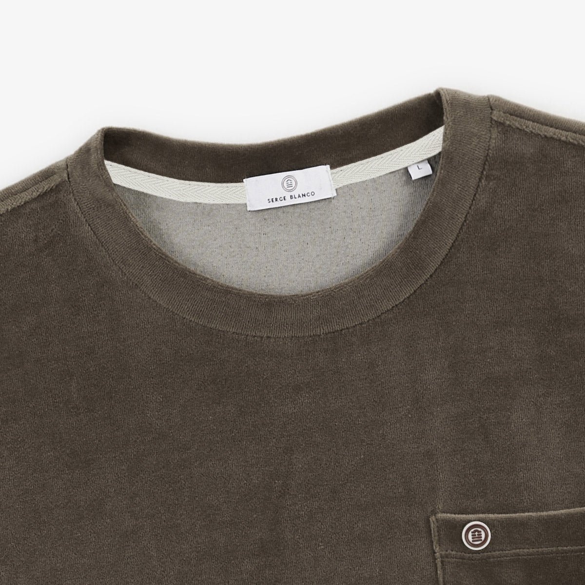 Round neck terry cloth t-shirt SERGE BLANCO Brown