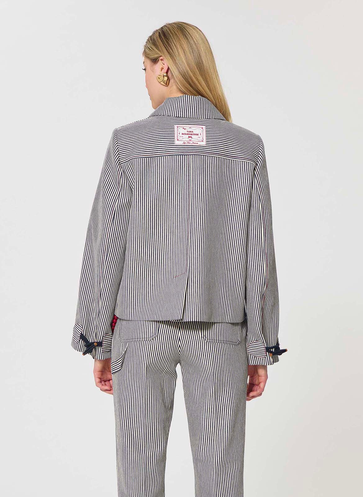 Manteau court à rayures TARA JARMON Beige