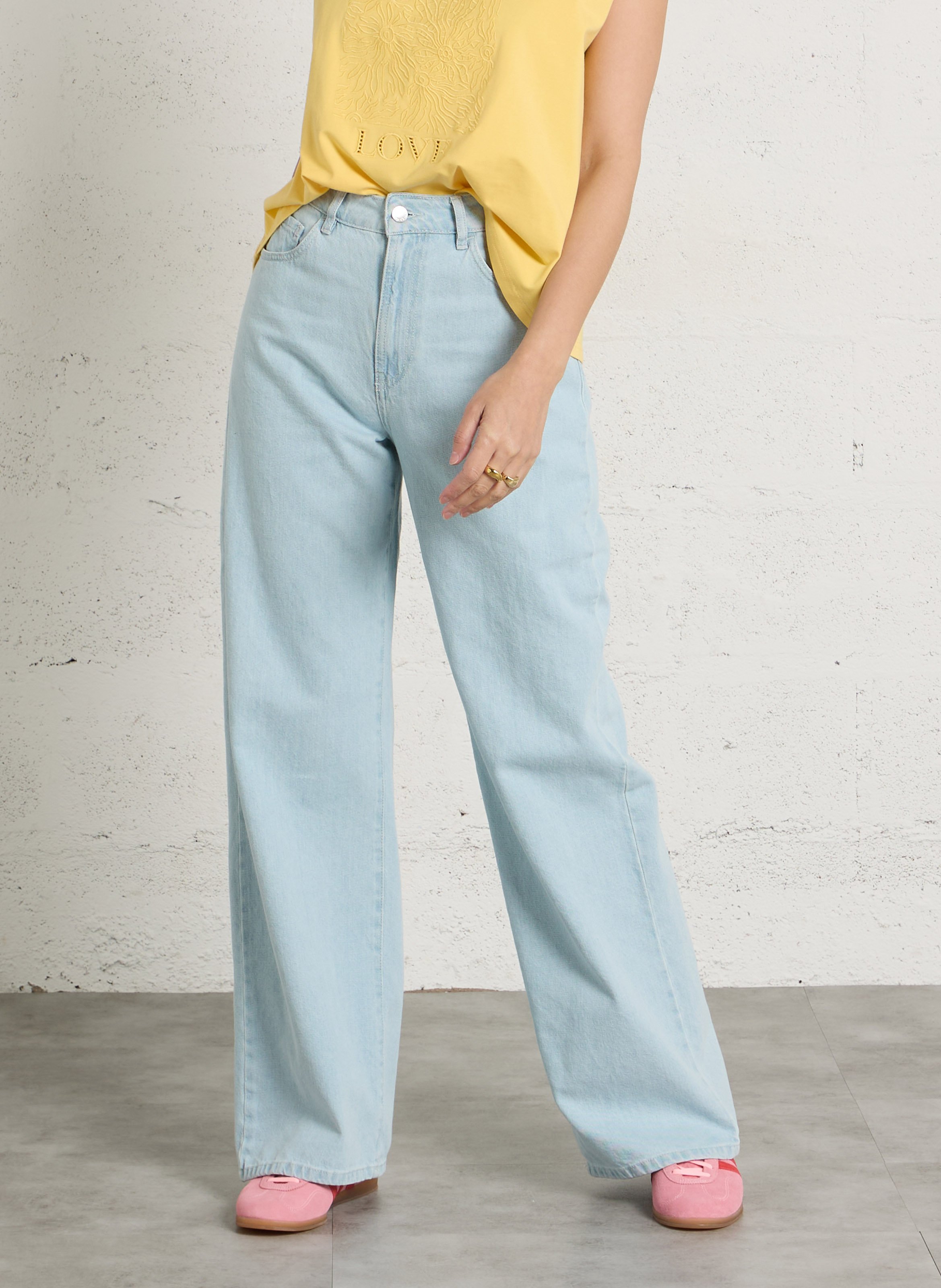 Weit geschnittene Jeans - aus Baumwolle DES PETITS HAUTS Blau