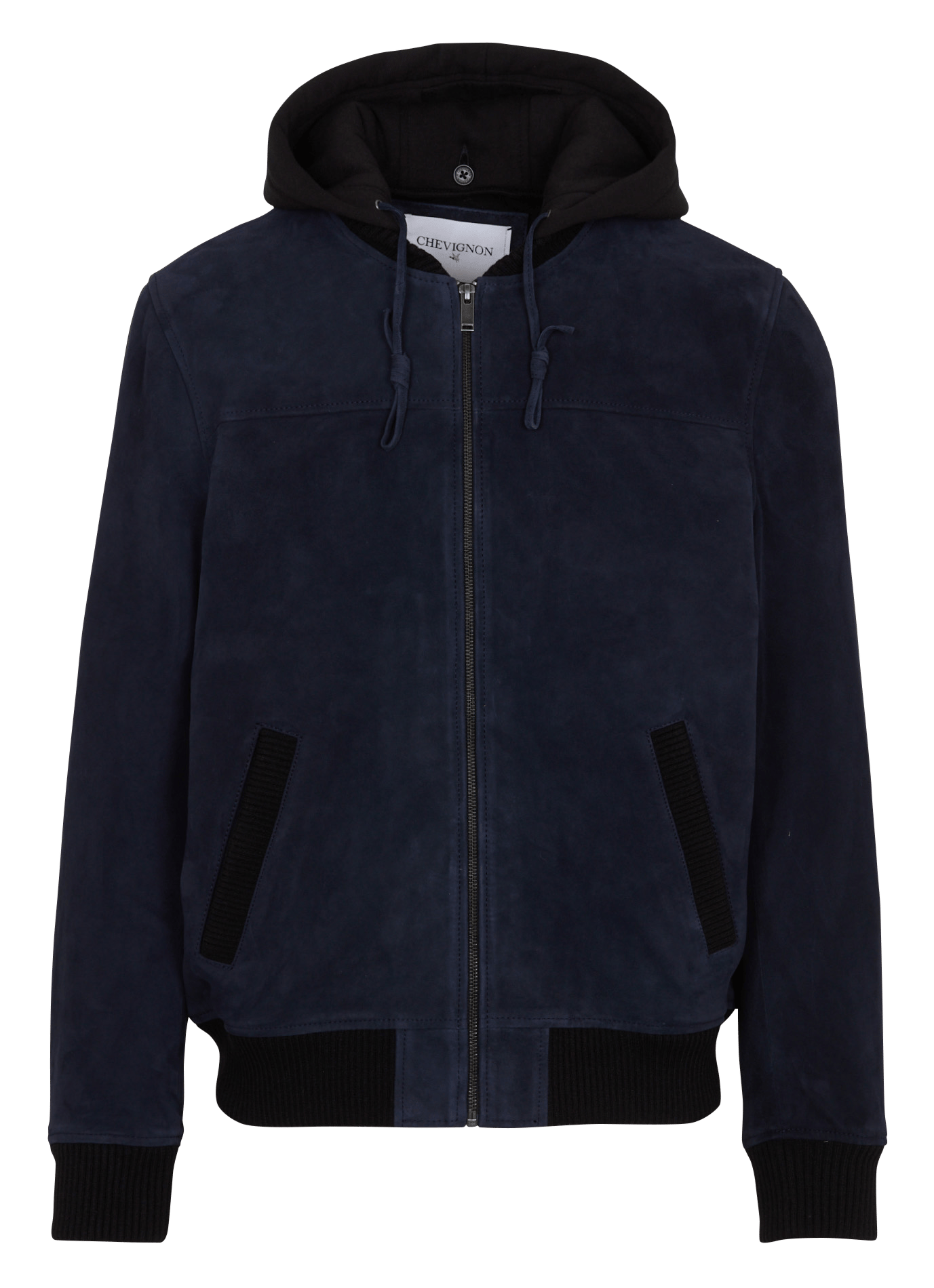 Veste col teddy en cuir CHEVIGNON Bleu
