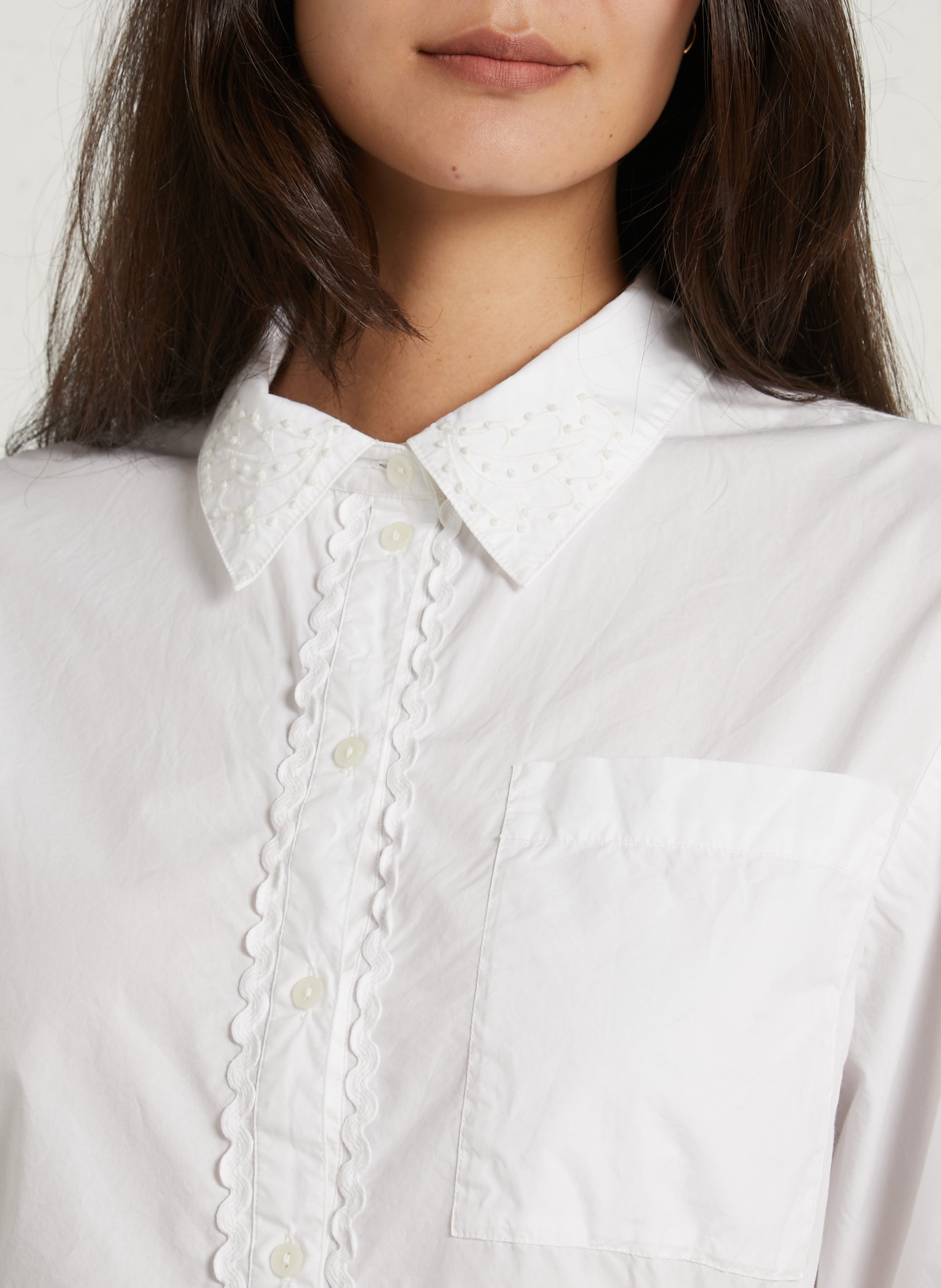 Organic cotton shirt with classic collar LOUISE MISHA Beige