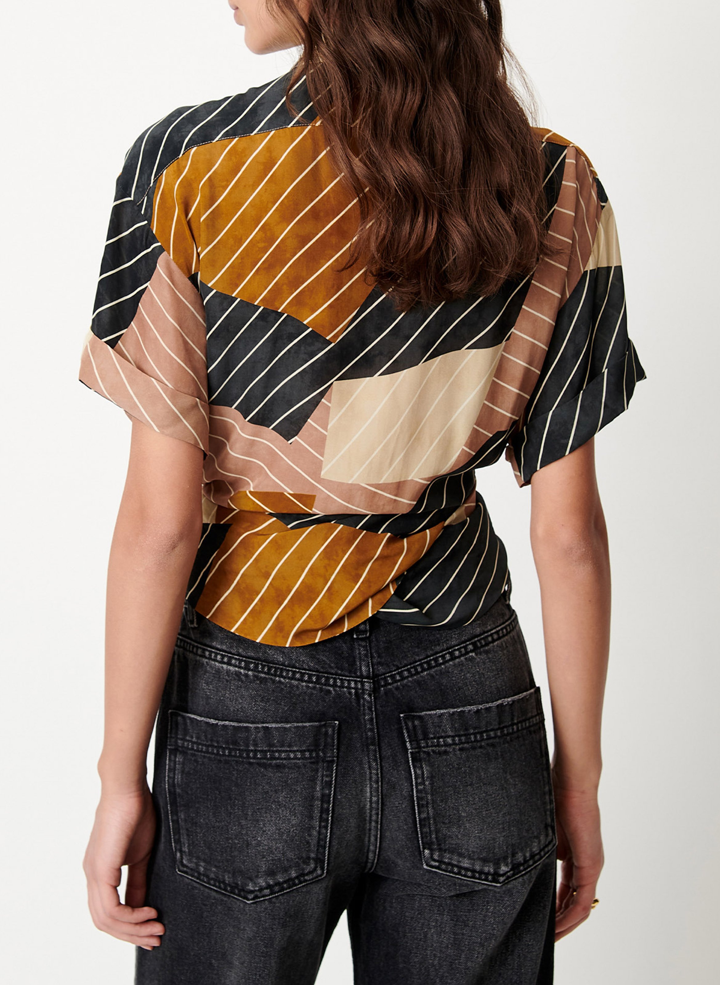 Short-sleeved printed organic cotton shirt SESSUN Multicolored