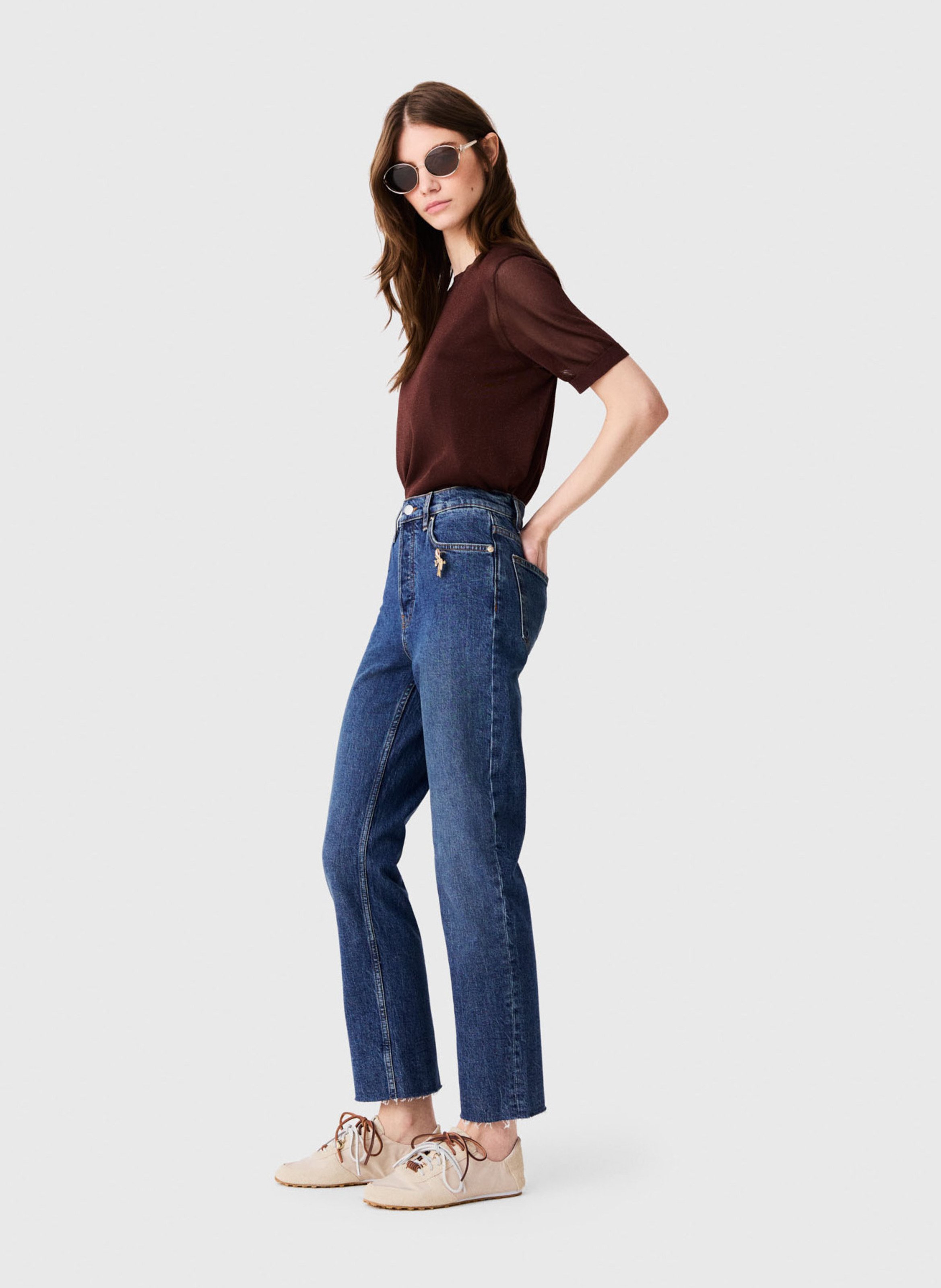 Straight-fit jeans van katoenmix MAJE Blauw