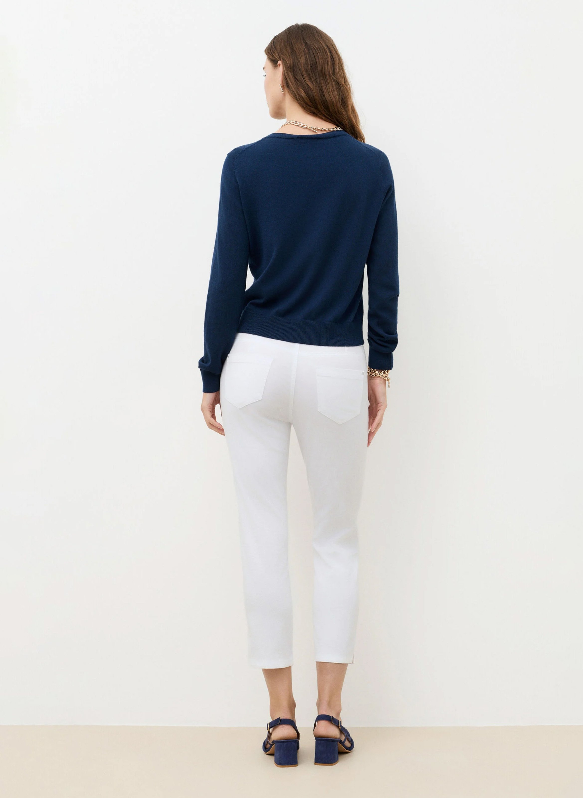 Baumwoll-Strickweste mit Rundhalsausschnitt CAROLL Blau