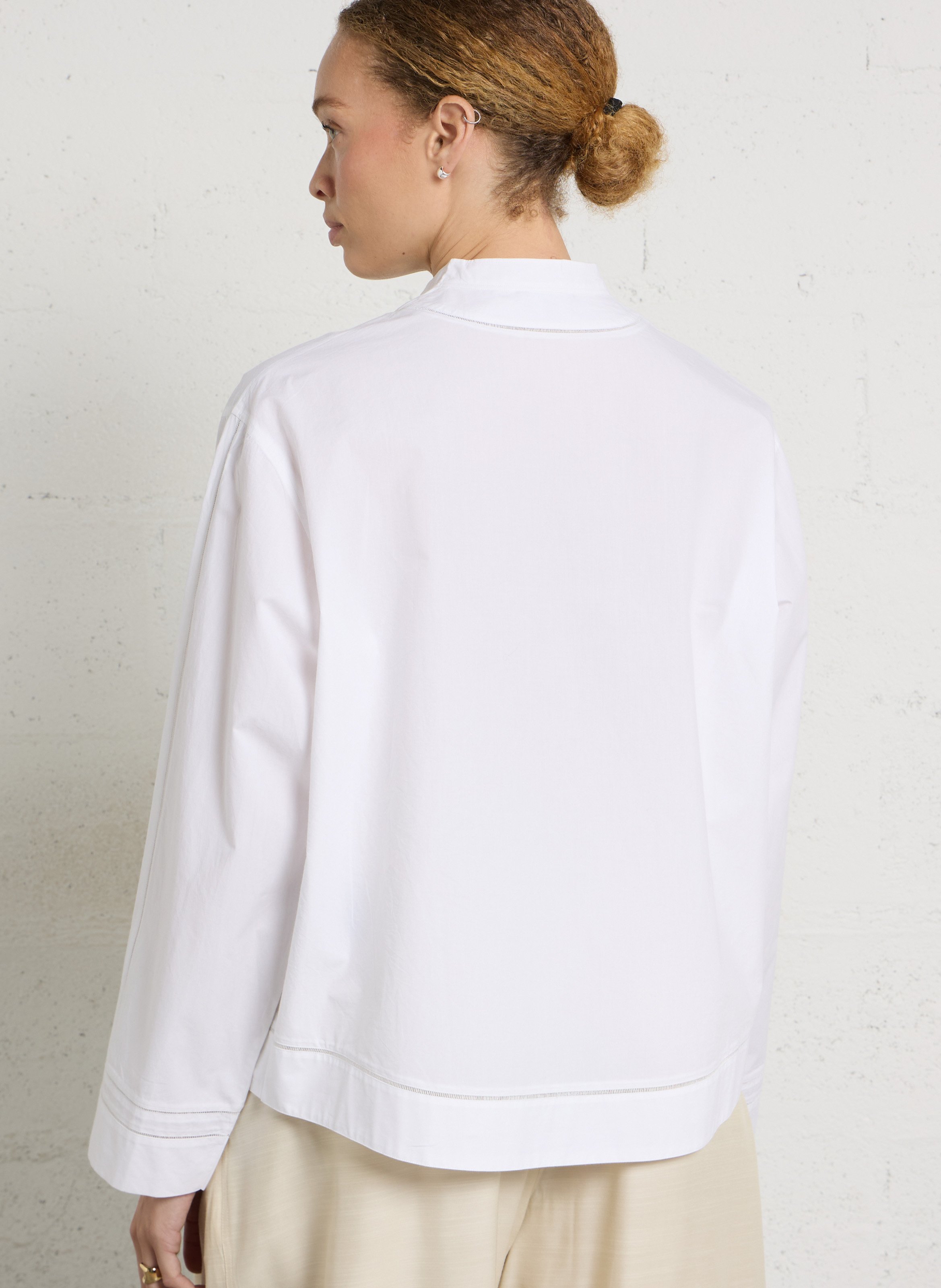 Chemise oversize col mao en coton SOEUR Blanc